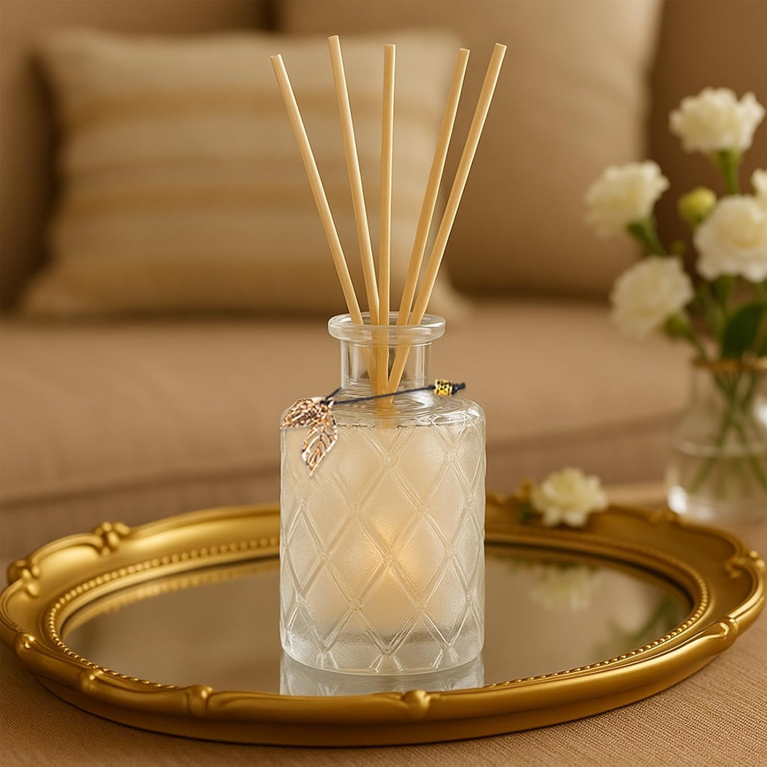 Glass Reed Diffusers Set of 6 with 40 Sticks