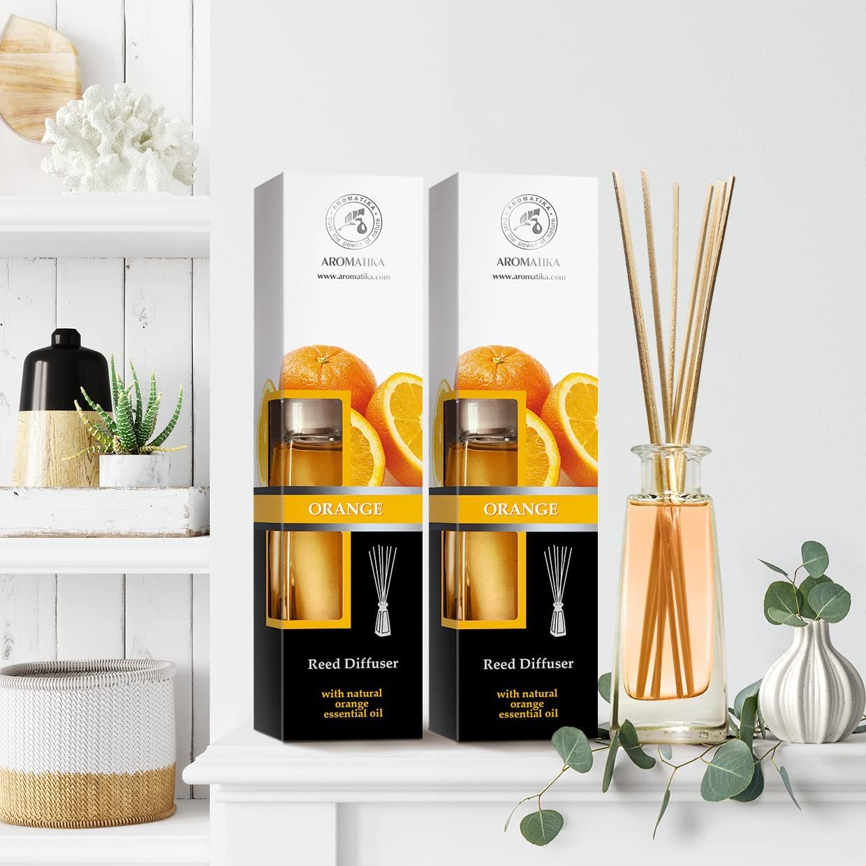 Orange Reed Diffuser - 2x34 Fl Oz - Fresh Room Fragrance
