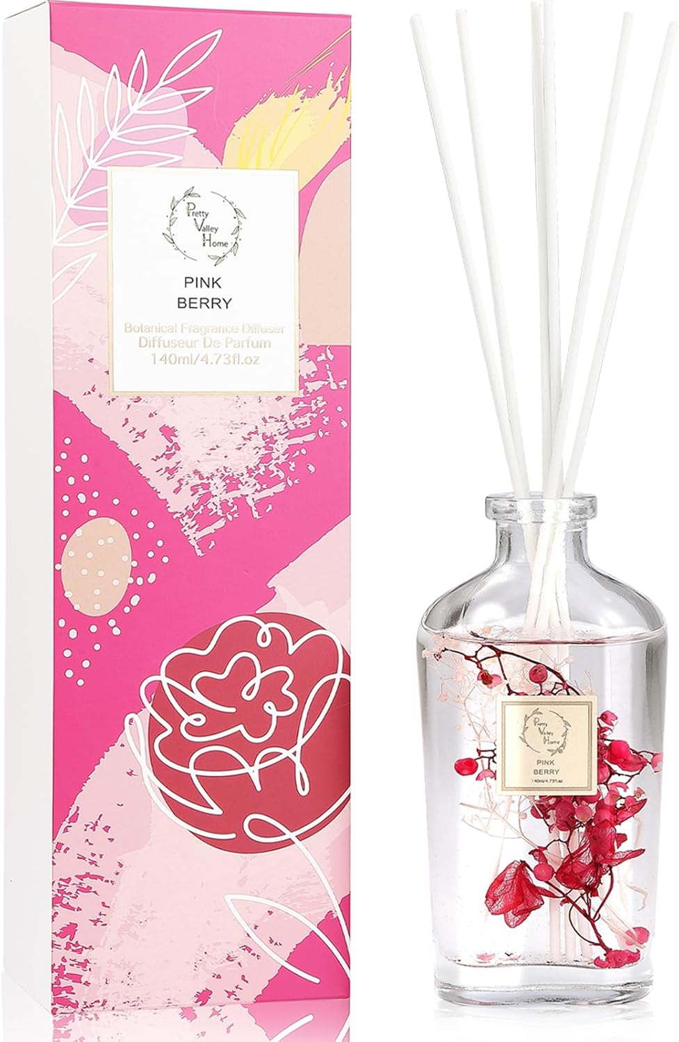 Pretty Valley Home Reed Diffuser Set 140Ml Pink Berry