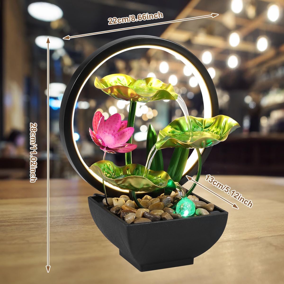 Kandishiex Tabletop Fountain with LED Lights