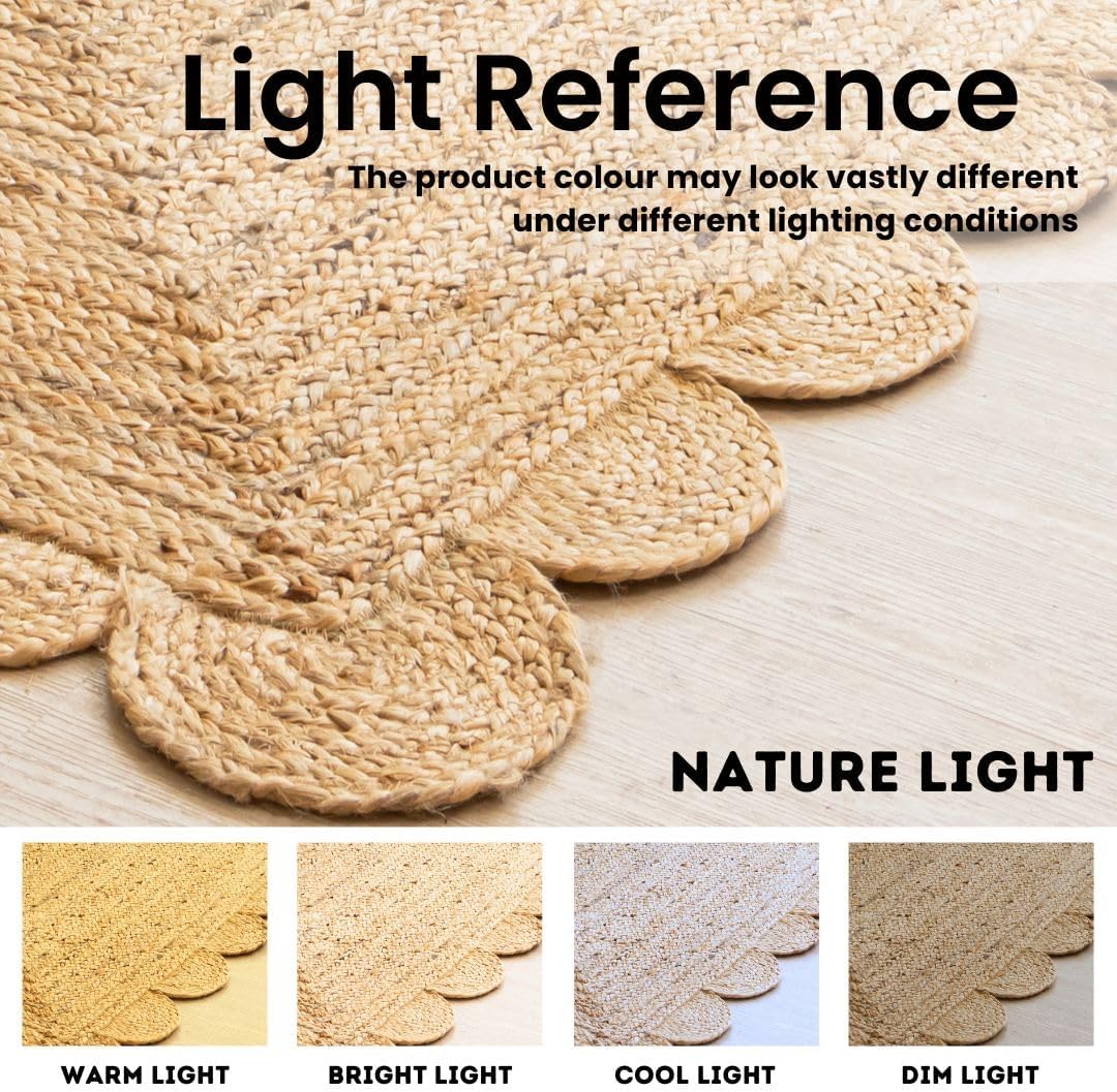 HOMEMONDE Natural Jute Area Rug 2x3ft Braided
