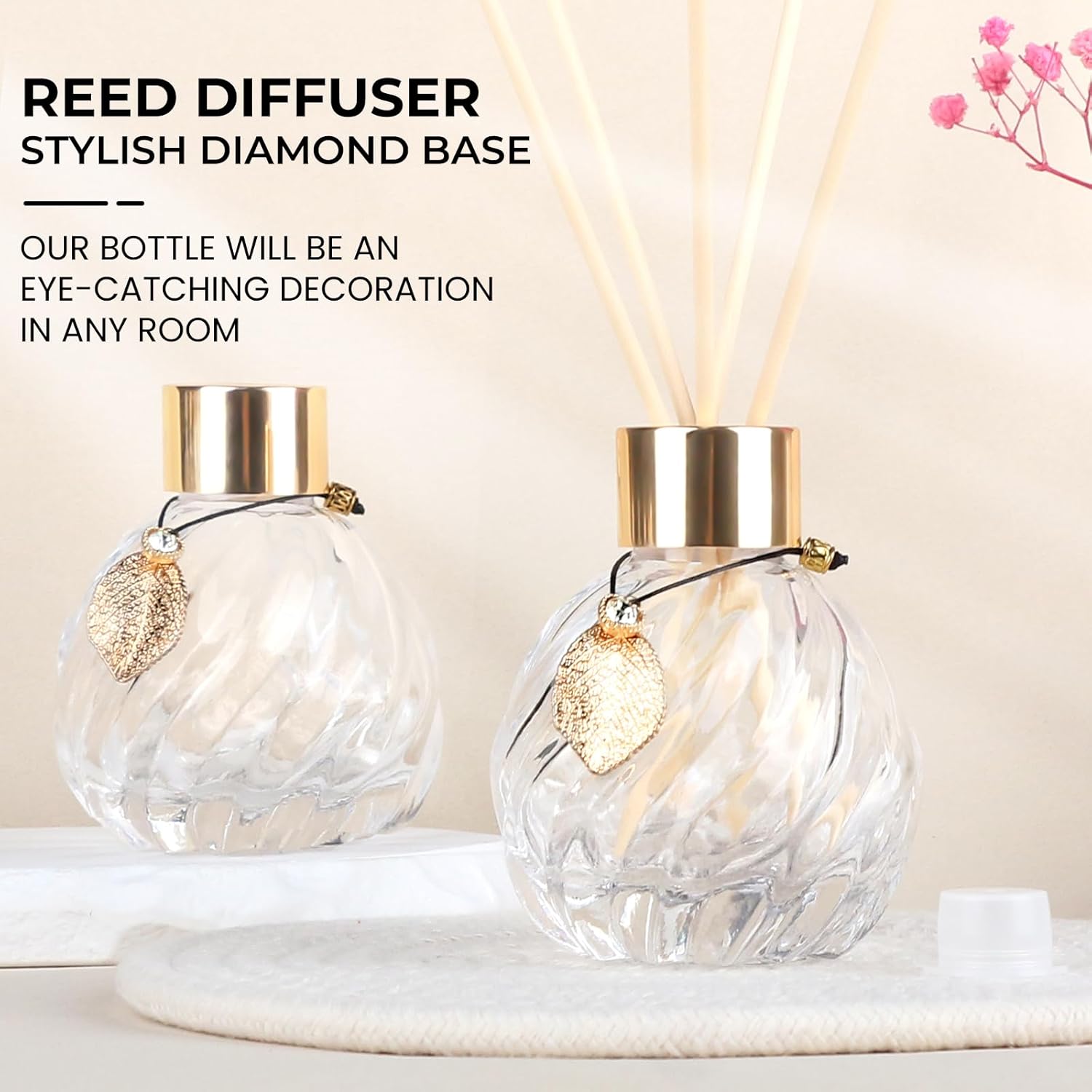 TRIFOLIC 8Pcs Reed Diffuser Set with Golden Decor