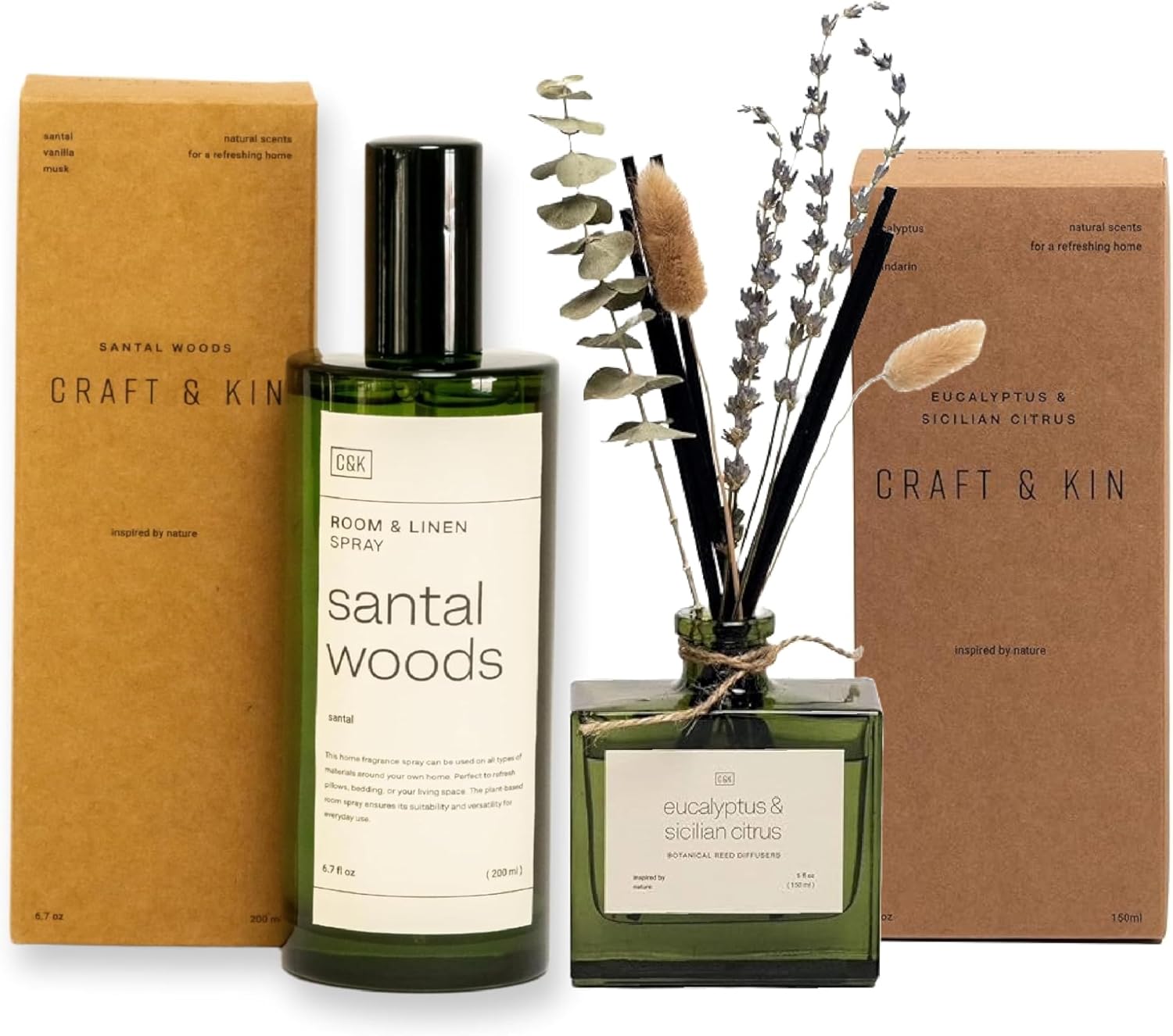 Craft Kin Reed Diffuser Set with Dried Flowers and Room Spray