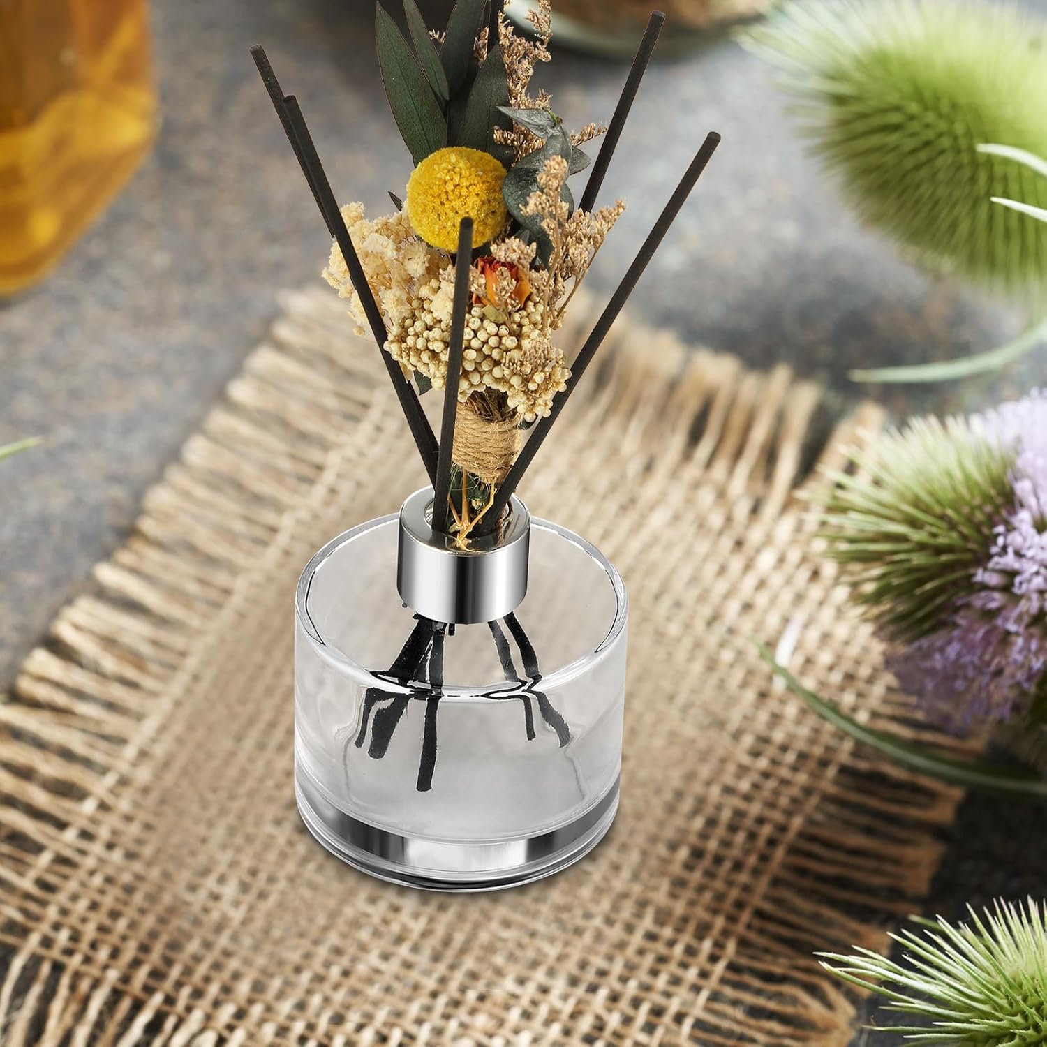 Rtteri 2 Pcs Refillable Diffuser Bottles with Reeds and Ceramic Tray