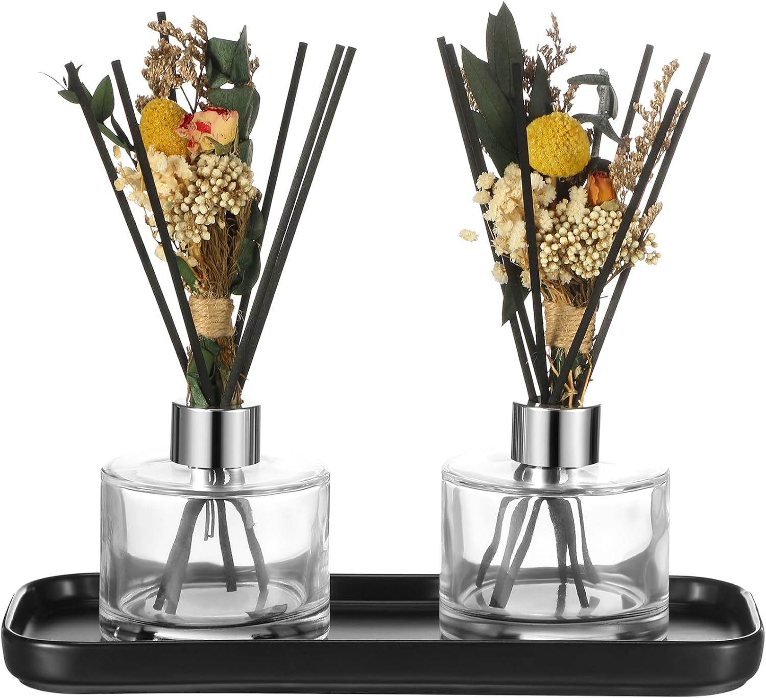 Rtteri 2 Pcs Refillable Diffuser Bottles with Reeds and Ceramic Tray