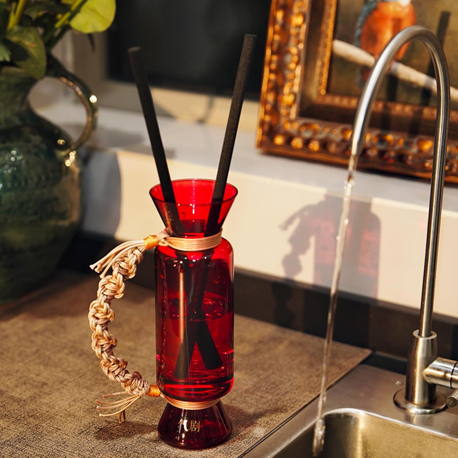 Arovan Reed Diffuser Set - Healing Aromatherapy with Red Glass Bottle and Fragrance Oil