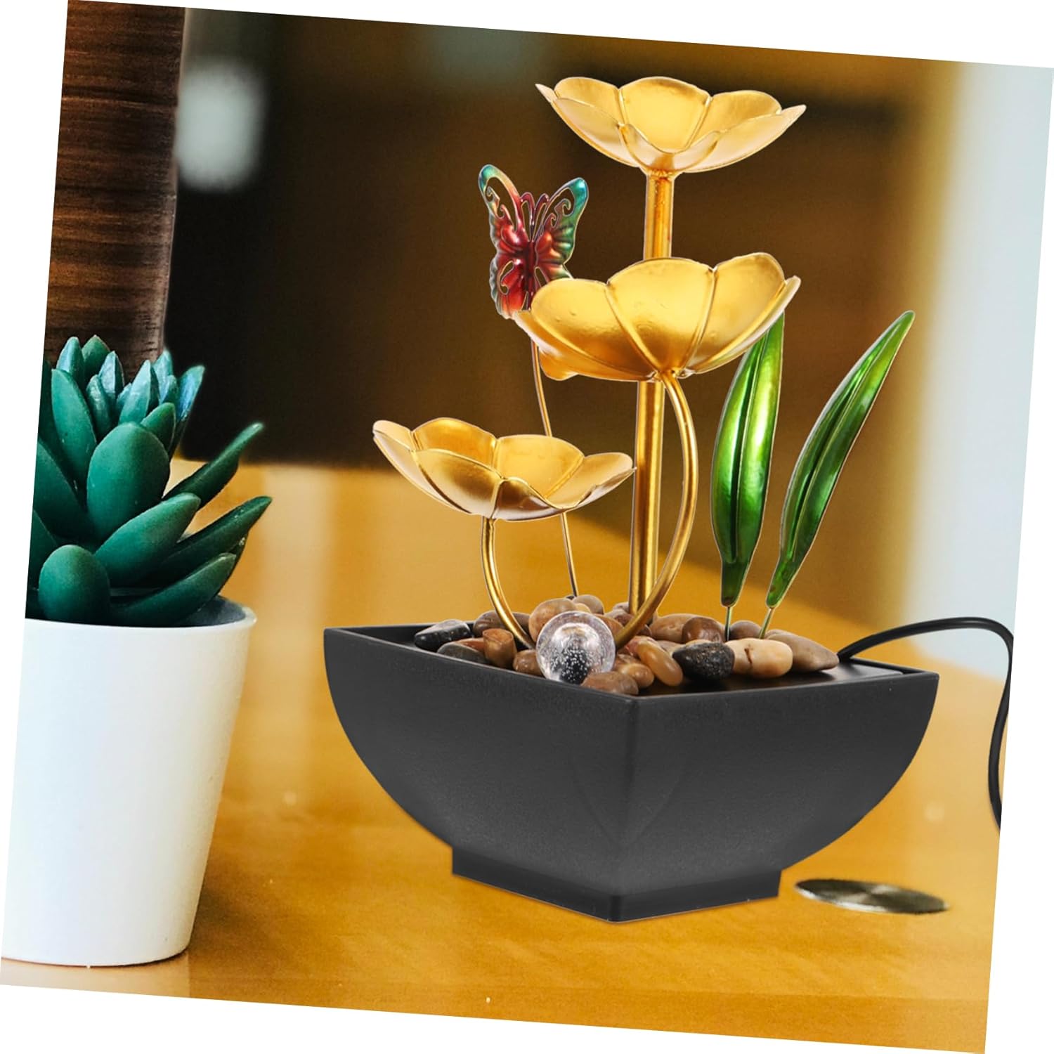 Indoor Water Feature Lotus Flower Fountain Tabletop Decor