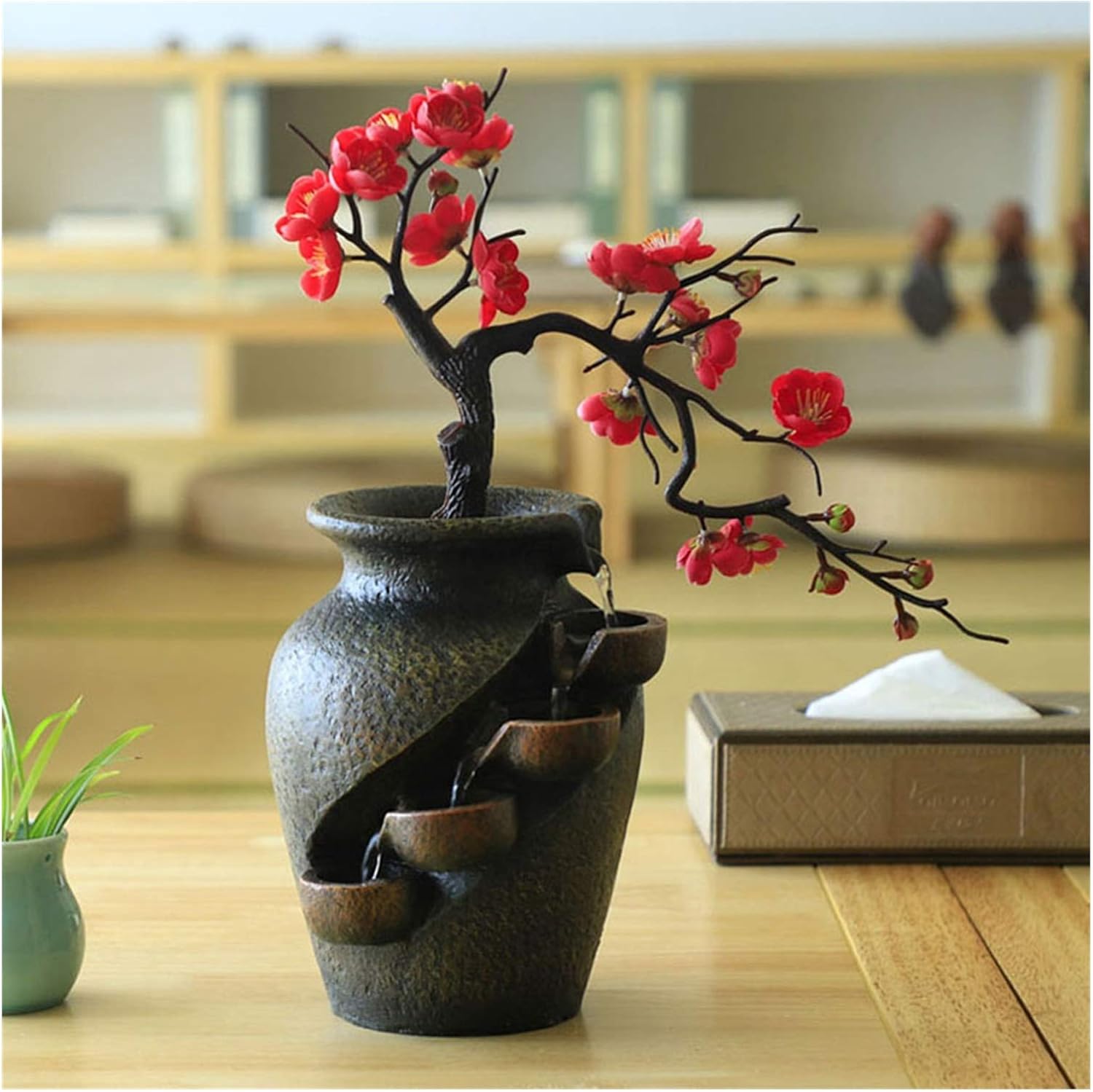 YKHB Tabletop Fountain Resin Indoor Landscape Decor
