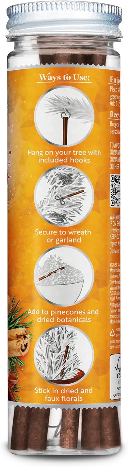 Scentsicles Spiced Pine Cones Scented Christmas Tree Ornaments - 1 Bottle 6 Sticks 1 Spray 4 Oz