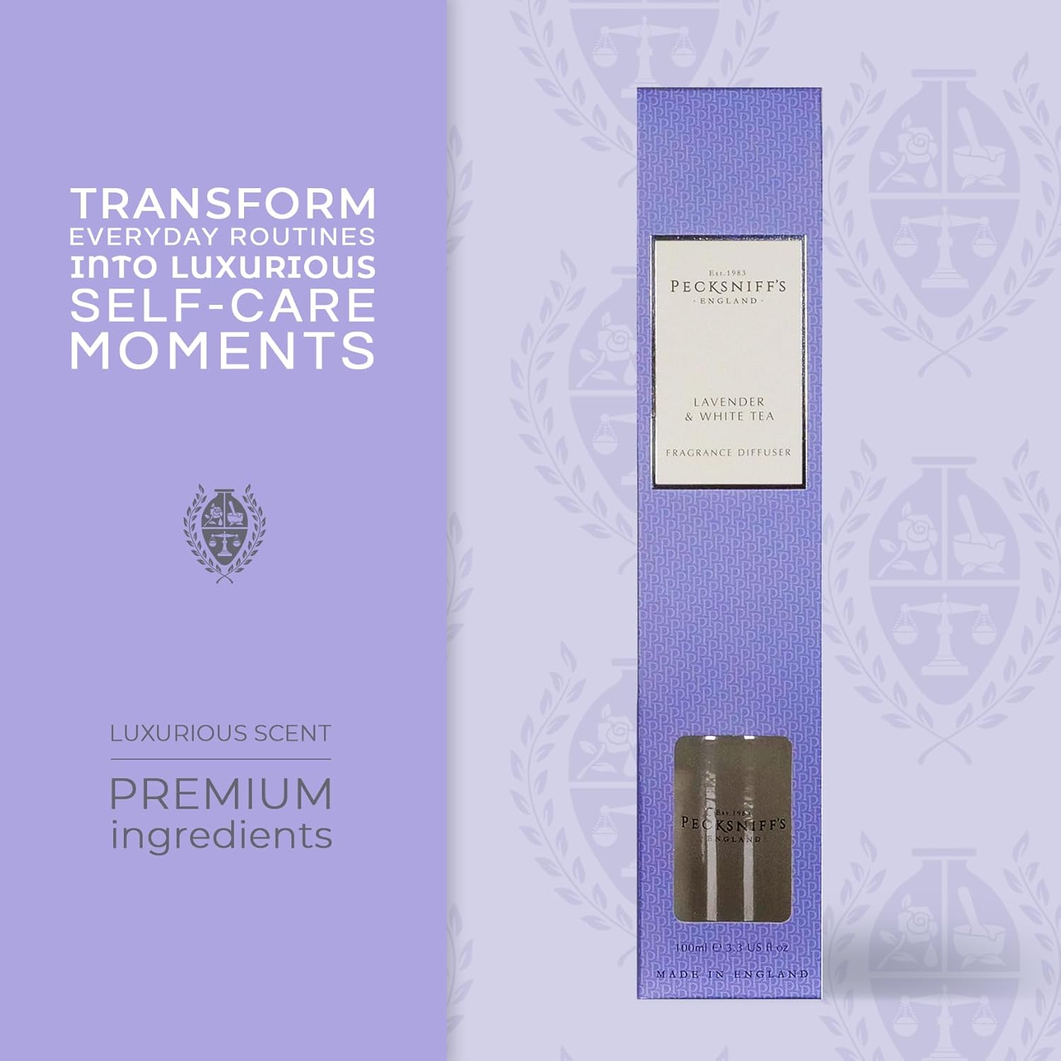 Pecksniffs Classic Reed Diffuser Set Lavender White Tea