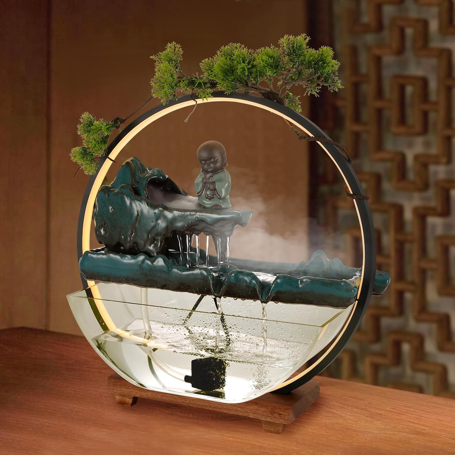 Tabletop Fountain with LED Light and Mist Maker