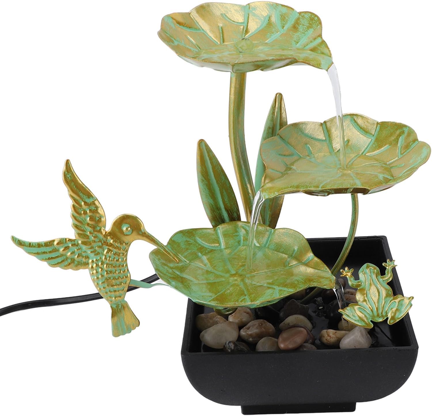 Zen Water Fountain with LED Light and Quiet Pump