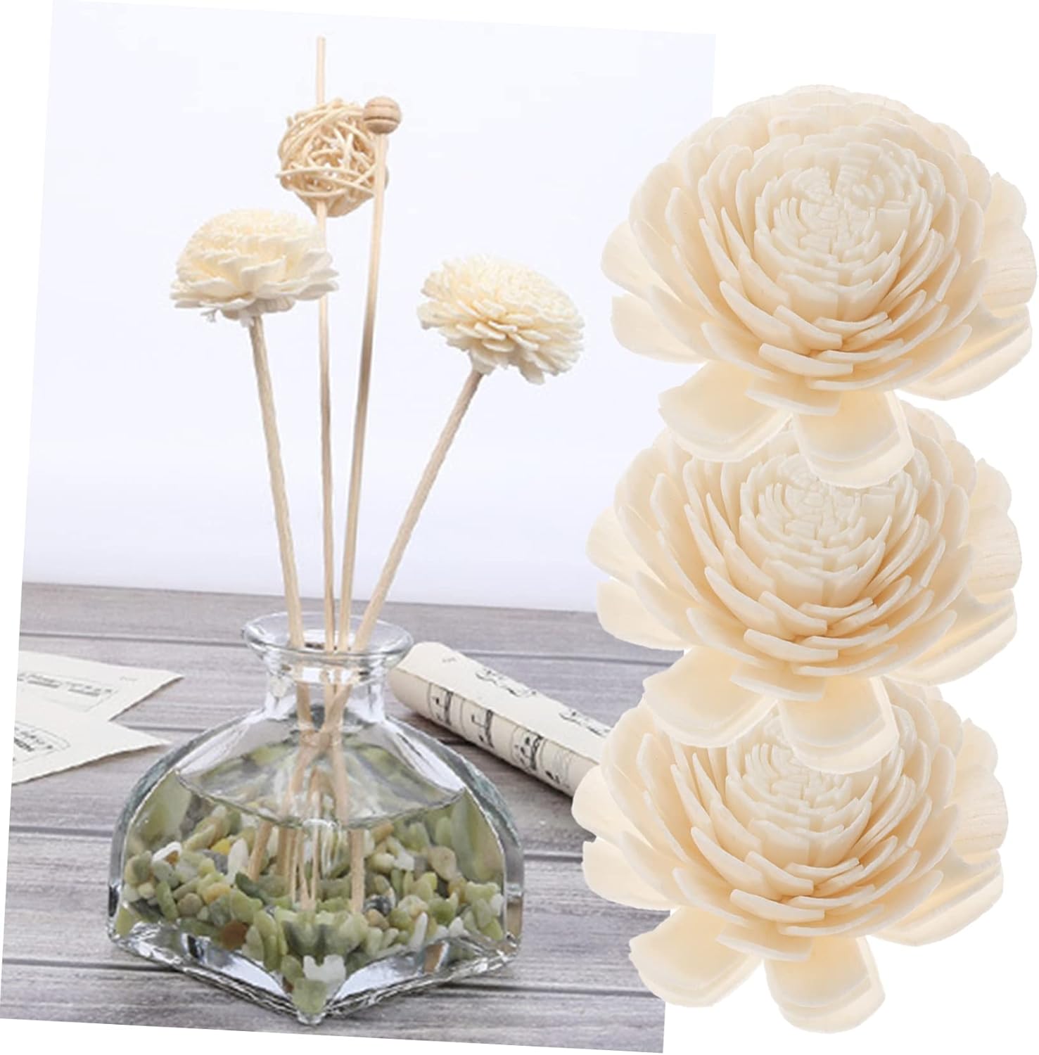 3pcs Handmade Dried Flower Sticks for Home Elegant Rattan Diffuser Reeds