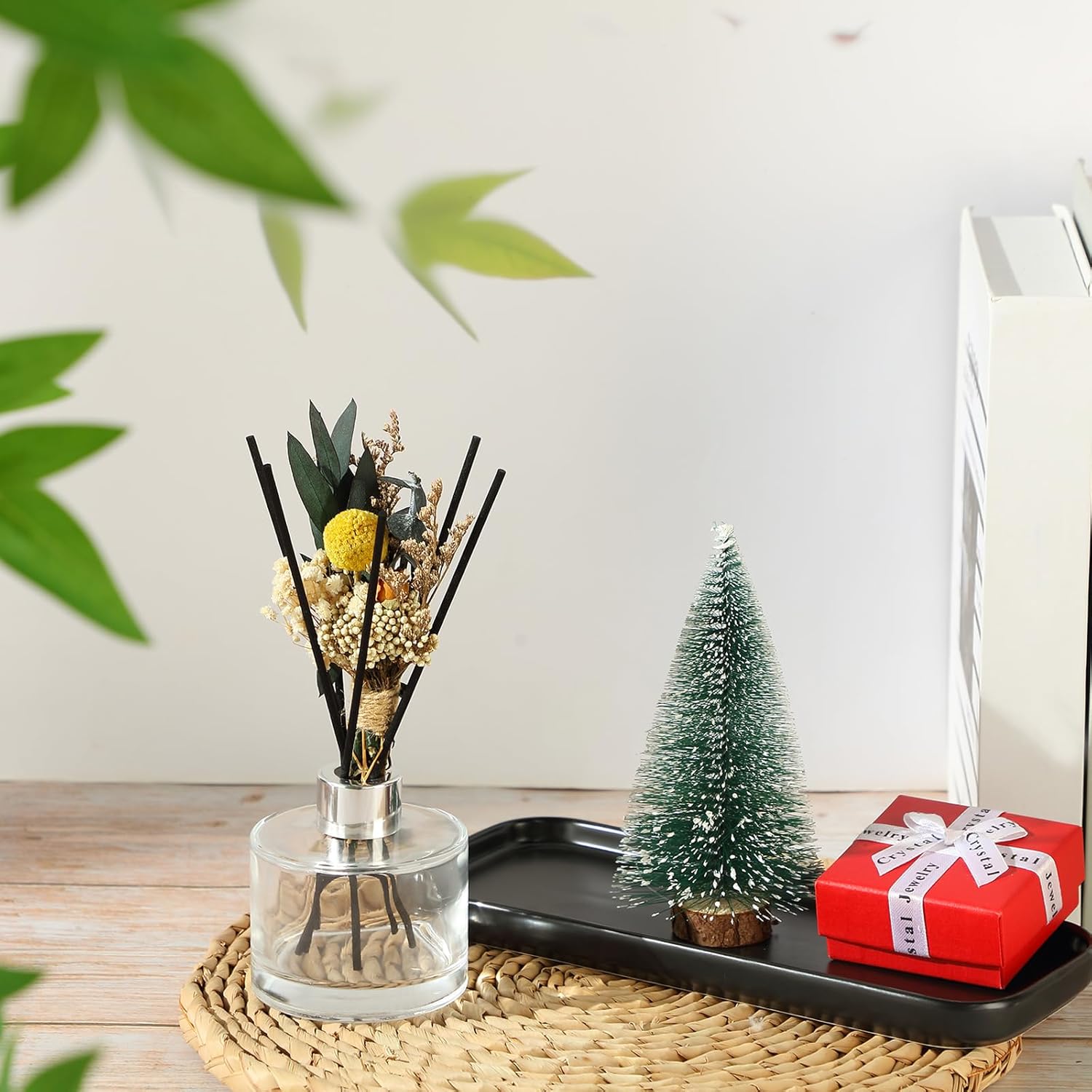 Rtteri 2 Pcs Refillable Diffuser Bottles with Reeds and Ceramic Tray