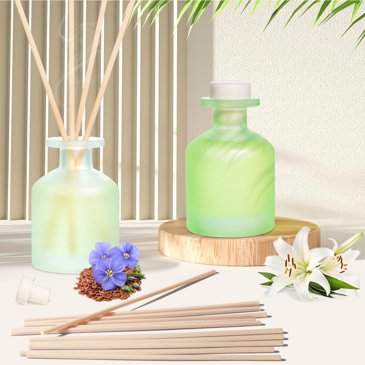 Jasmine Lily Linen Essential Oil Reed Diffuser Set 2 Pack