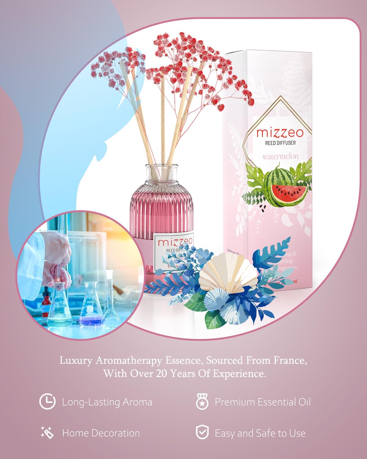 MIZZEO Reed Diffuser Set Watermelon Warm Cinnamon