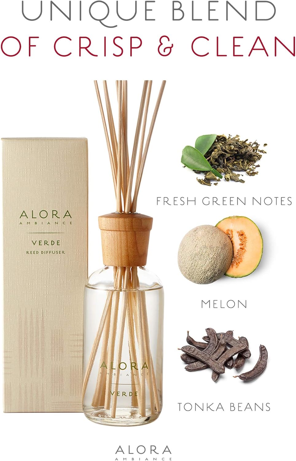 Verde 8 oz Reed Diffuser with Fresh Melon Fragrance