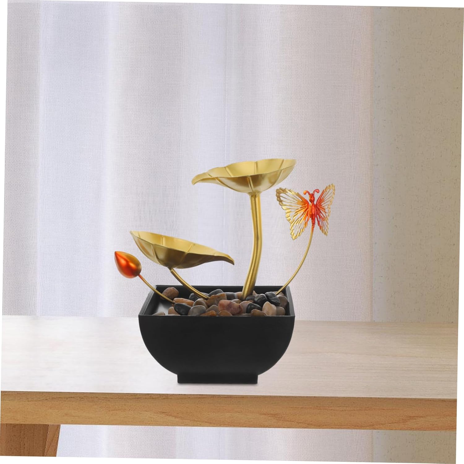 Luxshiny USB Powered Tabletop Waterfall Leaf Fountain for Home Decor