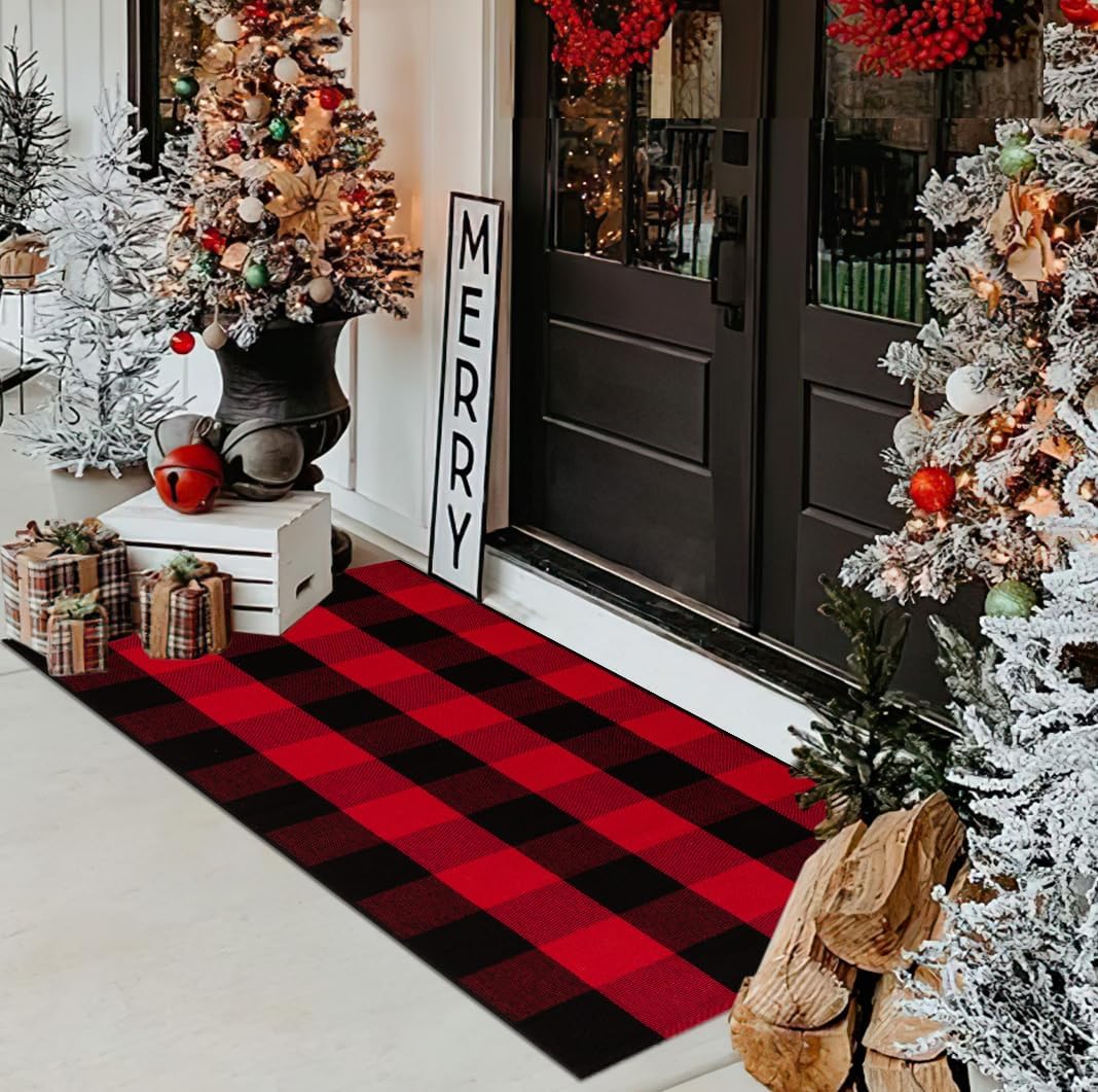 Christmas Buffalo Plaid Outdoor Rug 2x43