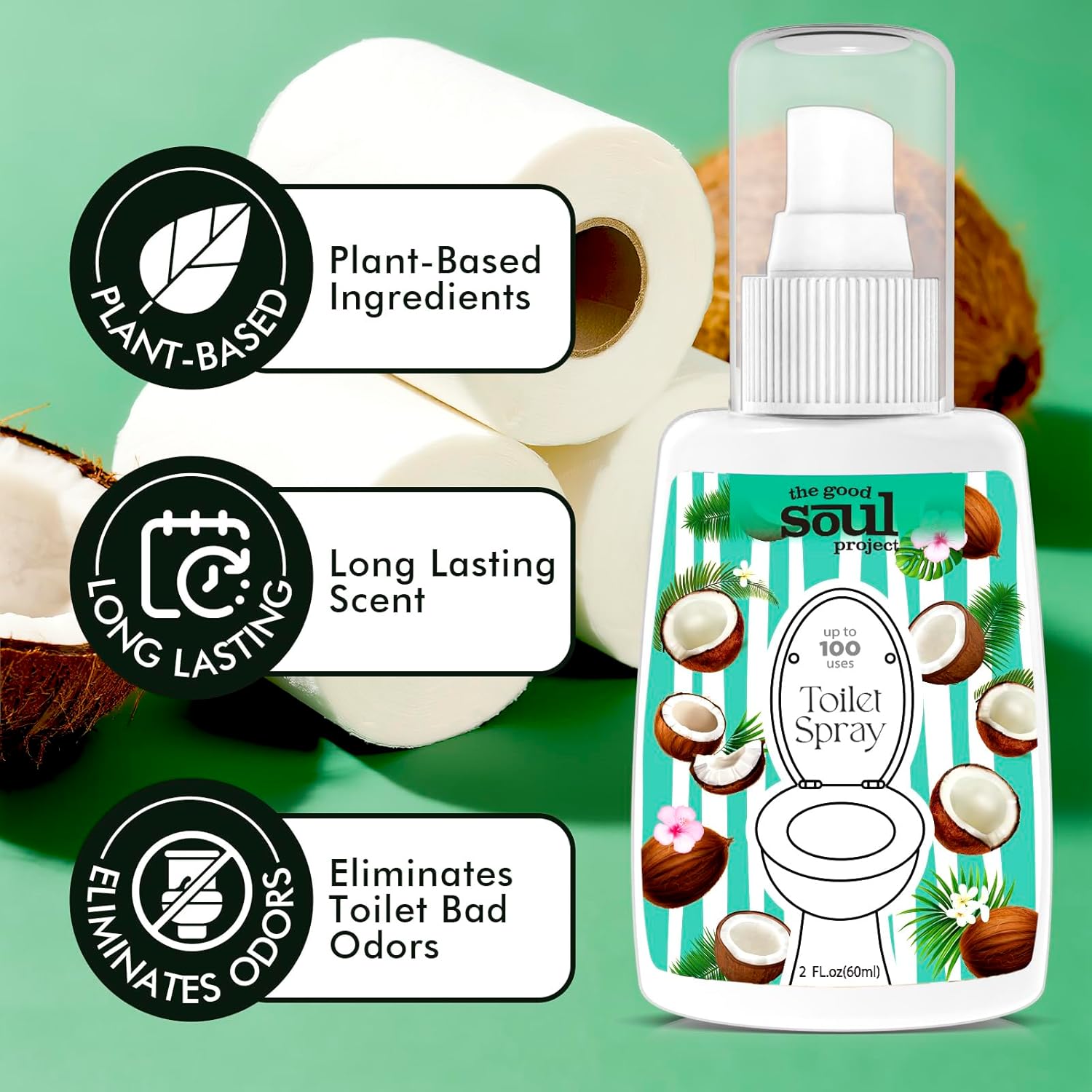 Toilet Spray Coco Beach 2 Fl Oz Travel Size 2 Pack