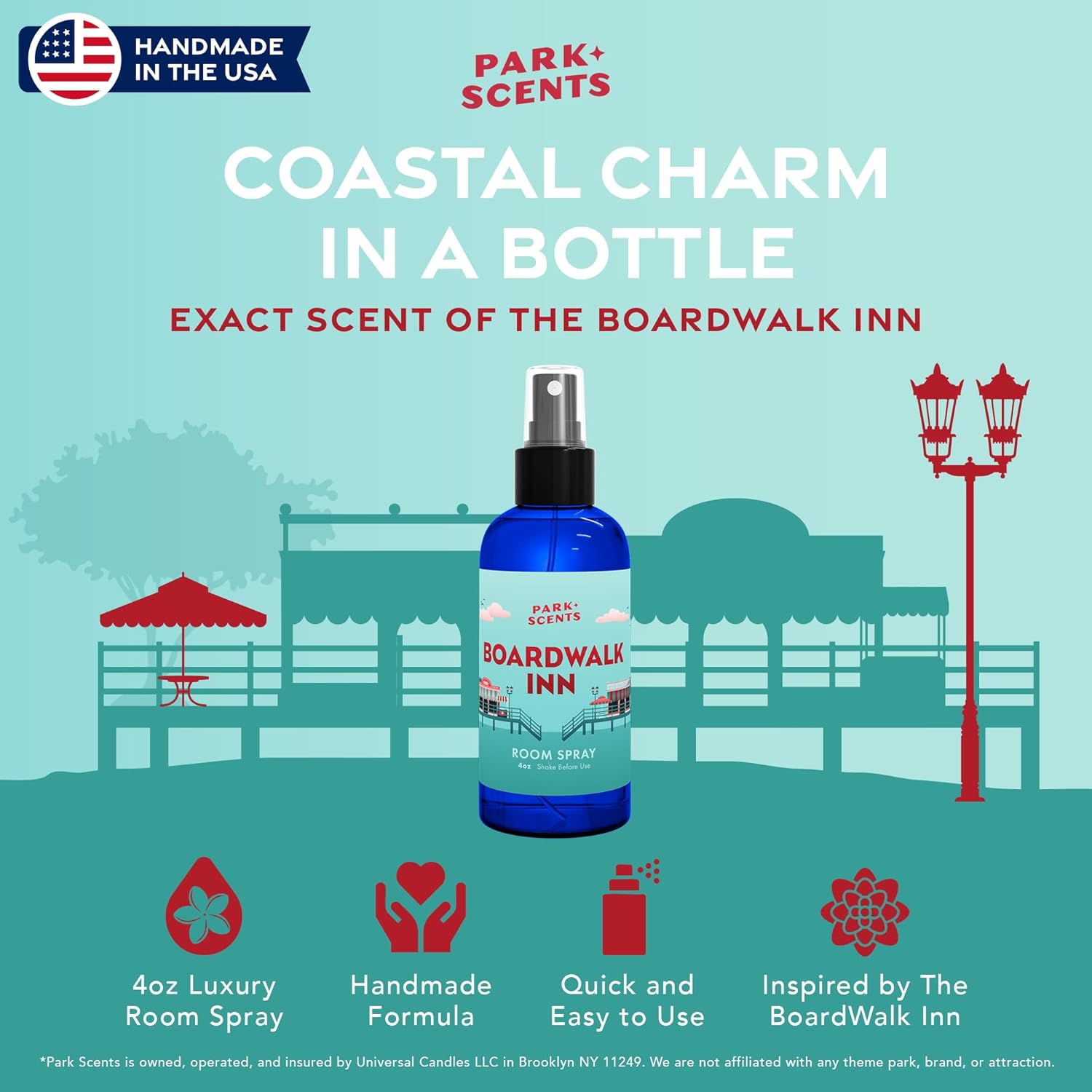 Boardwalk Inn Inspired Luxury Fragrance Room Spray Bergamot Thyme Chrysanthemum Jasmine White Tea 4oz