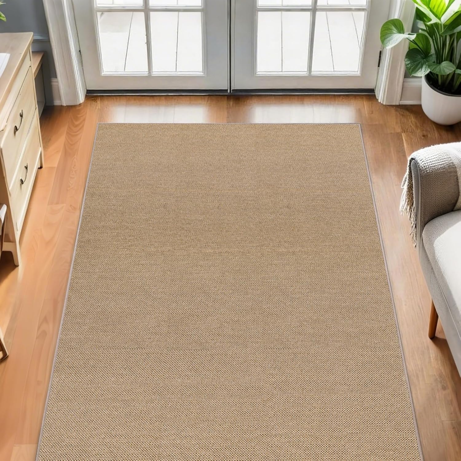 SHACOS Easy Jute 3x5 ft Washable Area Rug - Neutral Beige