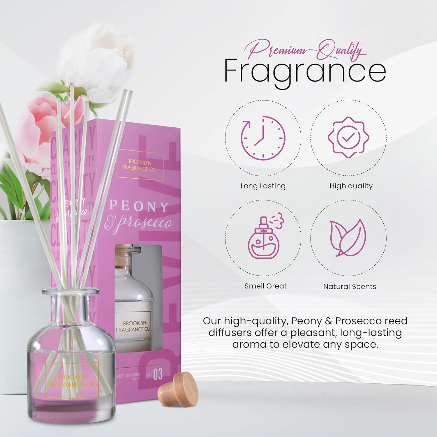 Brooklyn Fragrance Co Peony Prosecco Reed Diffuser