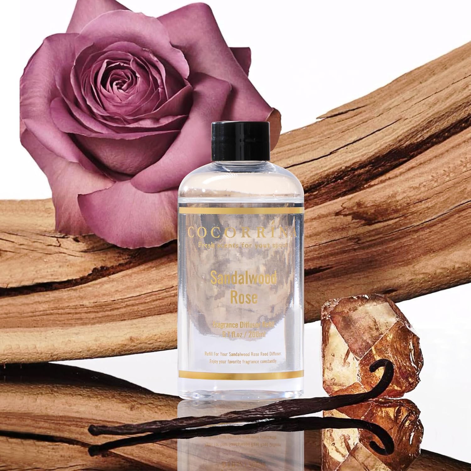 COCORRINA Refill Sandalwood Rose Reed Diffuser with 8 Sticks