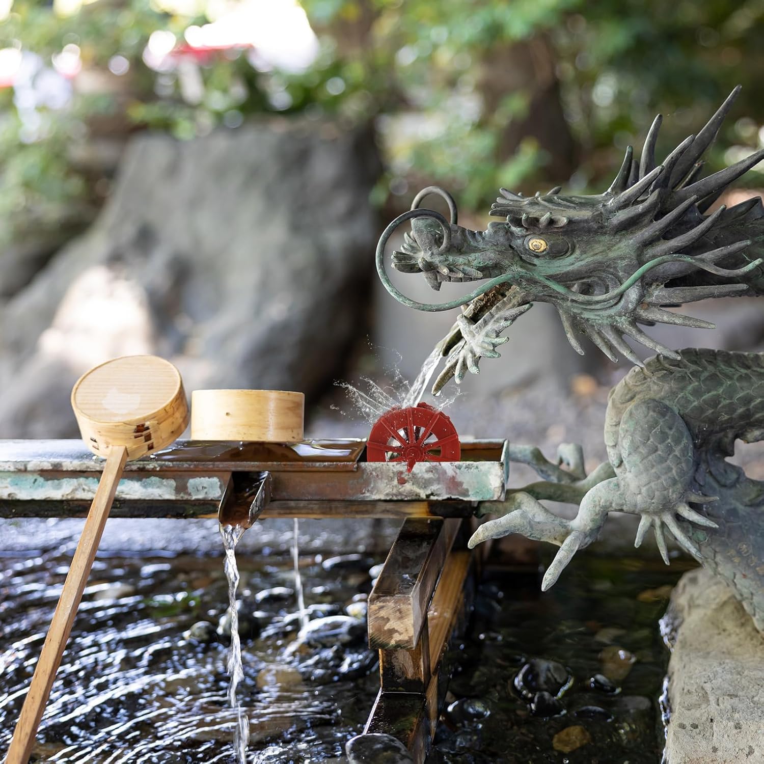 Uxcell 2 Pcs Fountain Water Wheel 59 Inch Desktop Decor Statue Aquarium Wheel Red