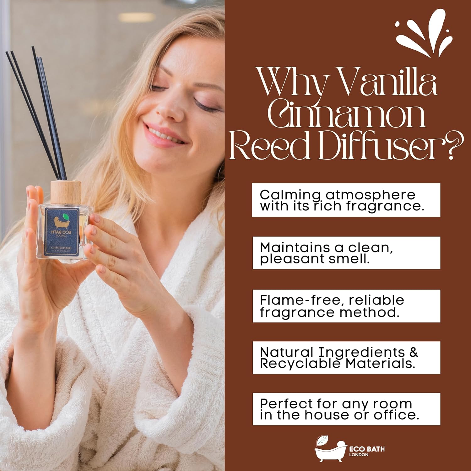 Eco Bath London Reed Diffuser Set - Vanilla Cinnamon