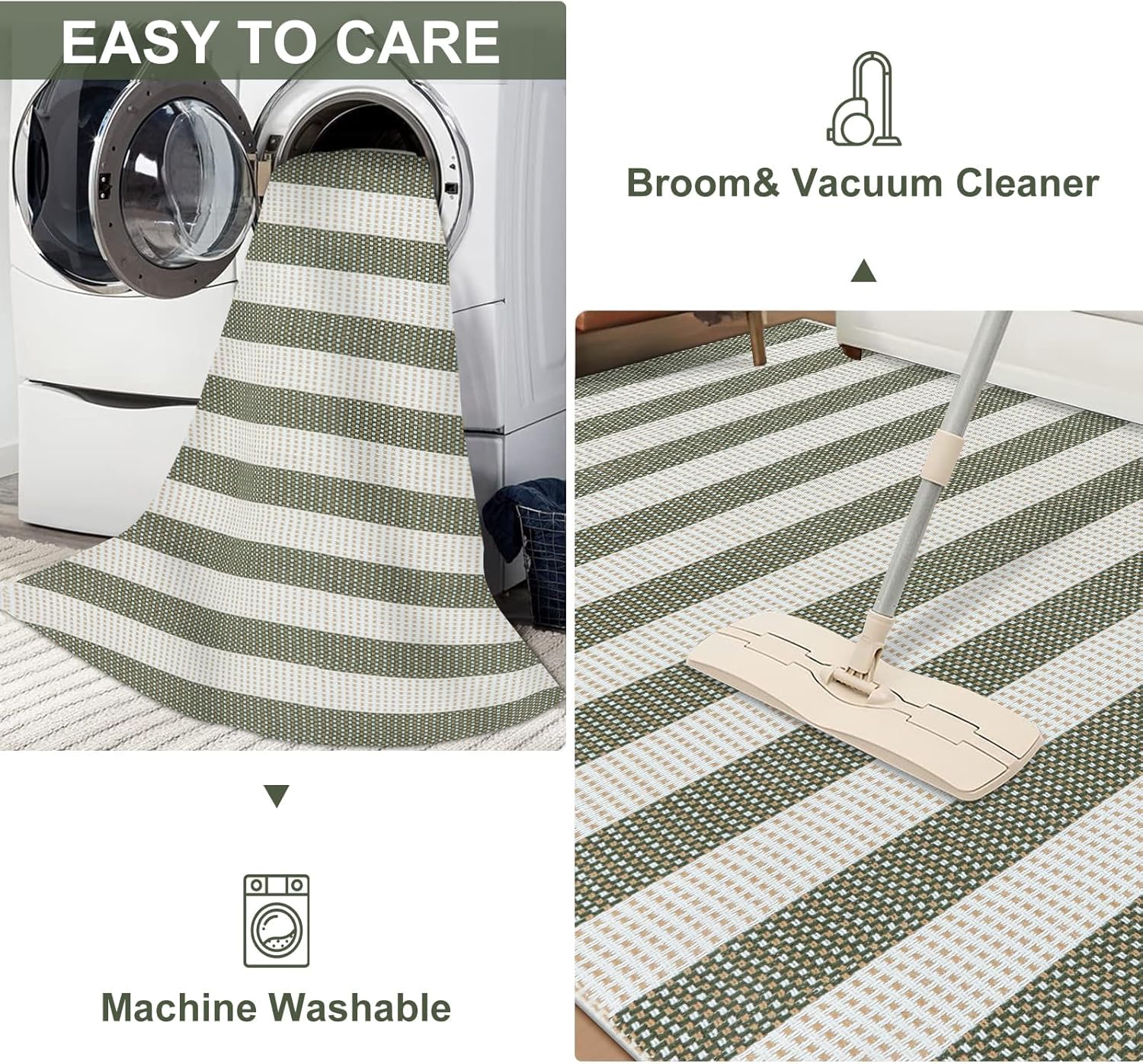 LEEVAN Door Mat Outdoor Front Porch Rug Green White