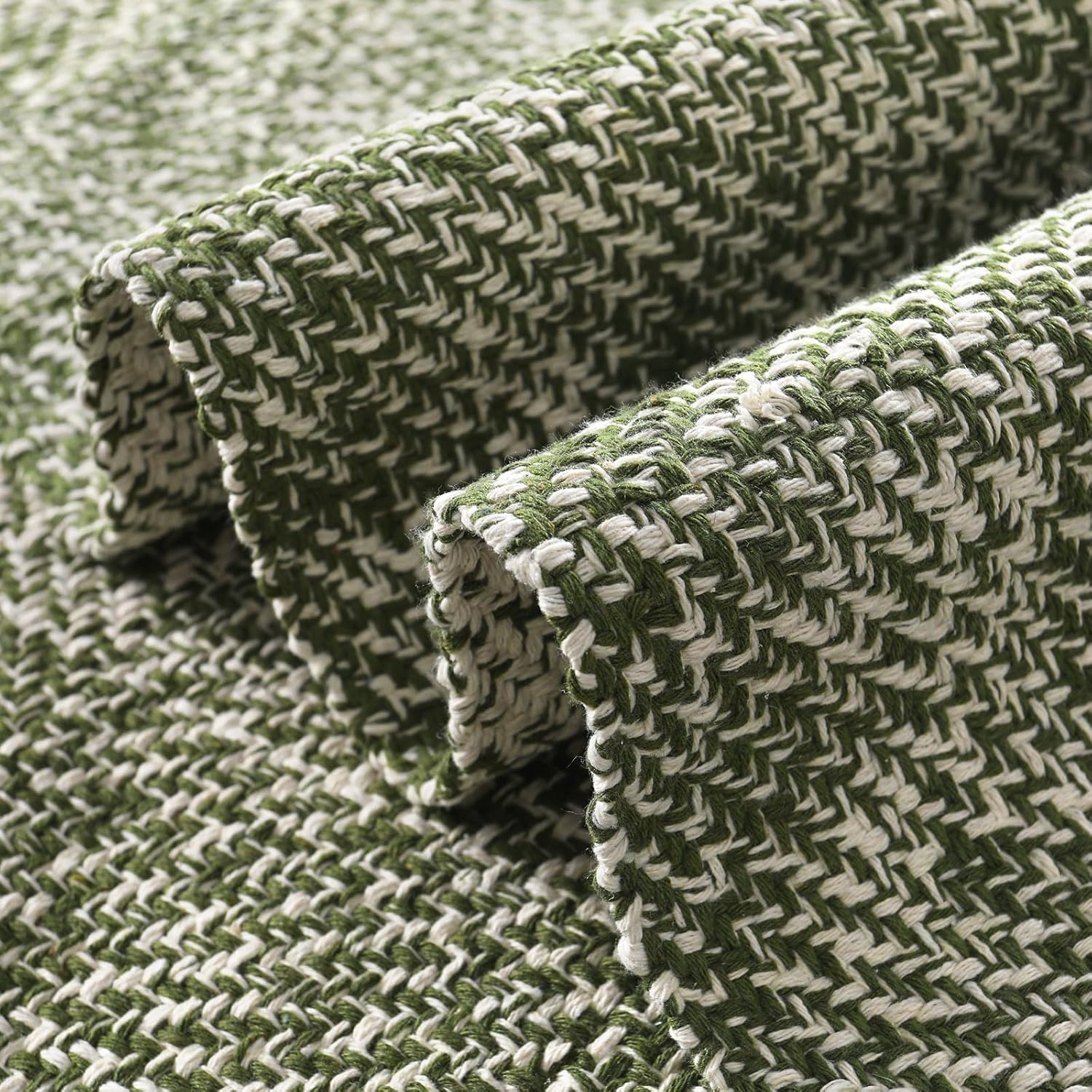 LEEVAN Washable Area Rug 4x6 Hand Woven Cotton