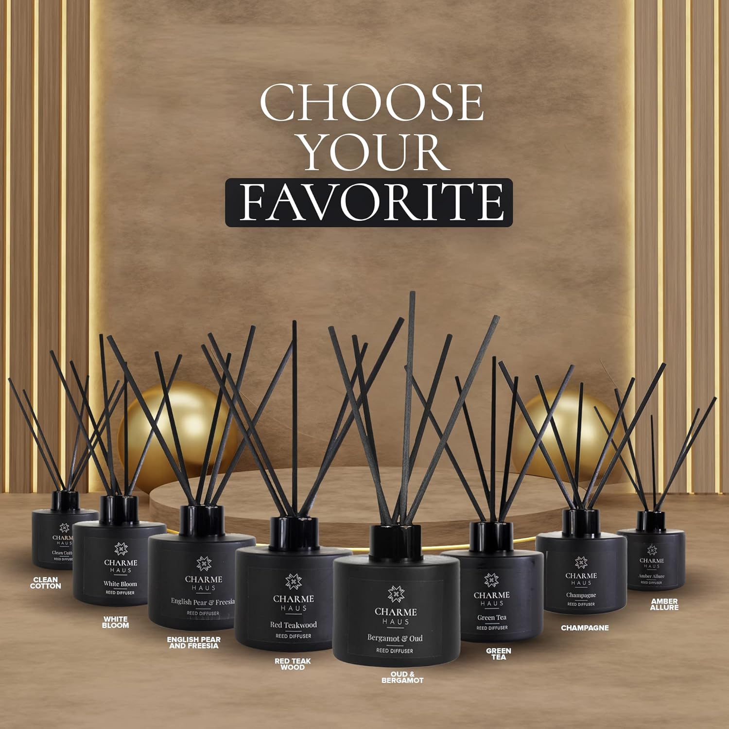 CHARME HAUS Reed Diffuser Set with 5 Sticks