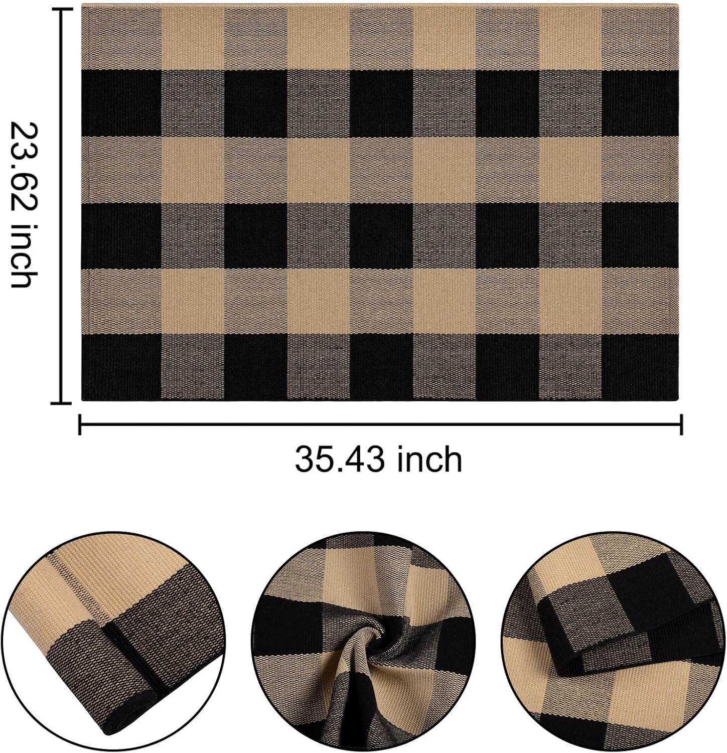 Checkered Front Door Mat 24x35 Buffalo Plaid Rug