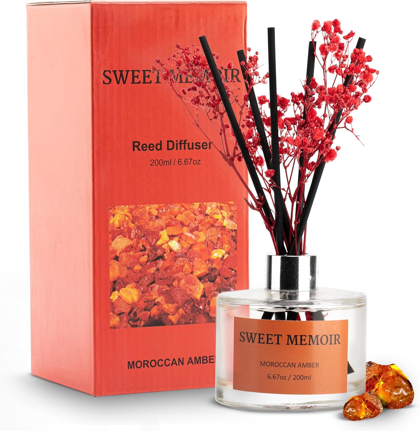Sweet Memoir Preserved Flower Diffuser Set Moroccan Amber 67oz
