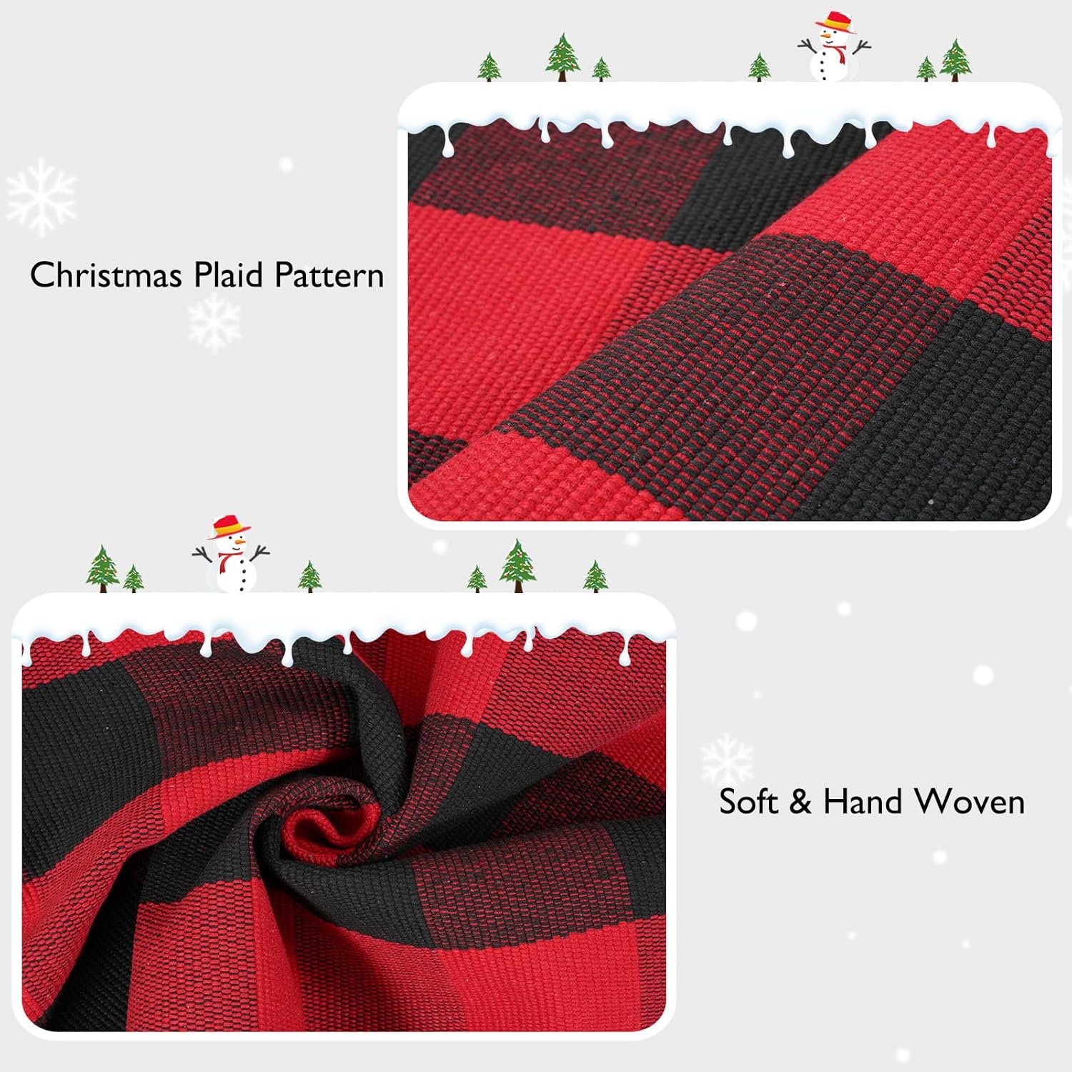 Sungea Christmas Door Mat 24x51 Red Black Buffalo Plaid Outdoor Rug