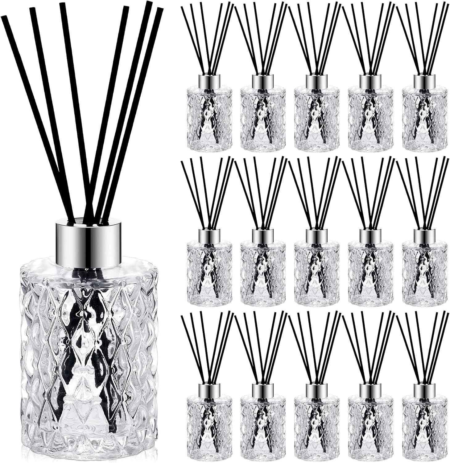 Norme 16 Piece Glass Reed Diffuser Set with Rattan Sticks and Caps