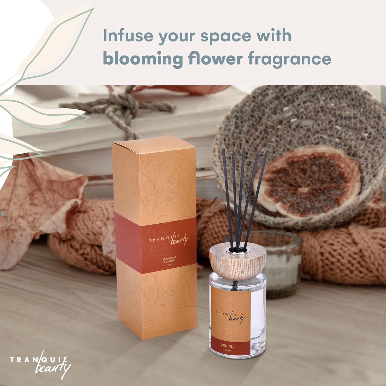 TranquilBeauty Zen Tea Scented Reed Diffuser Set