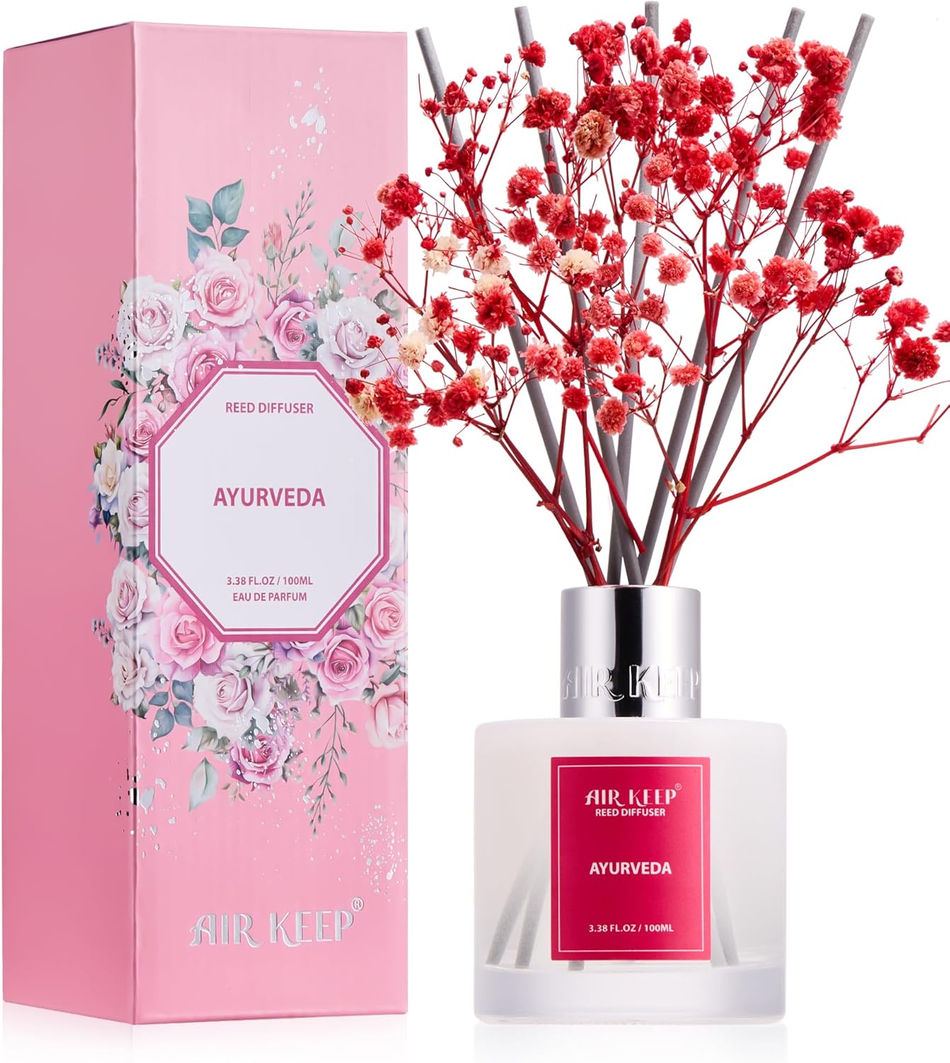 Airkeep Reed Diffuser Set - Ayurveda Almond Oil with 8 Reed Sticks