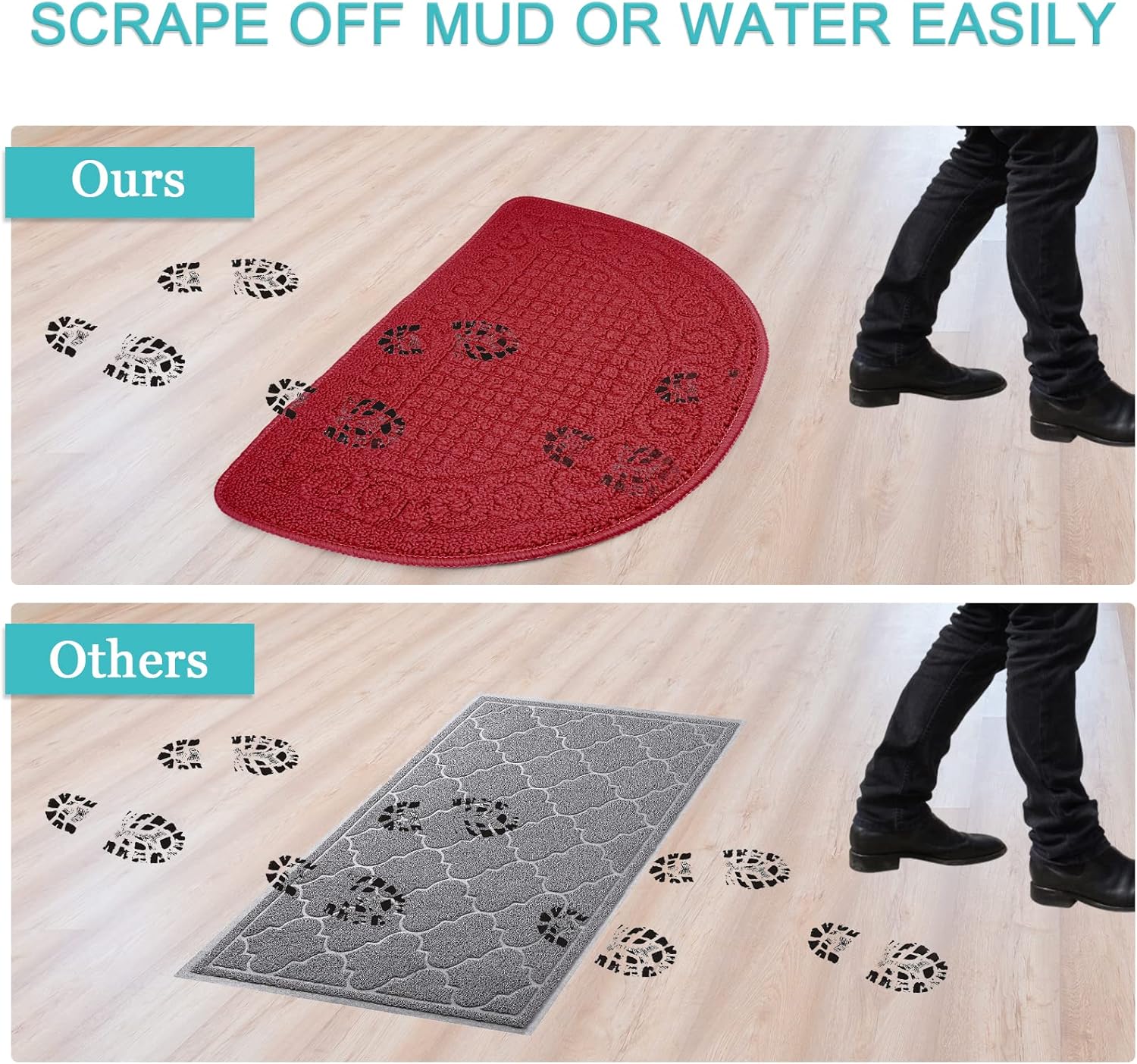 Olpchee Half Round Non-Slip Doormat Floor Rug Mat