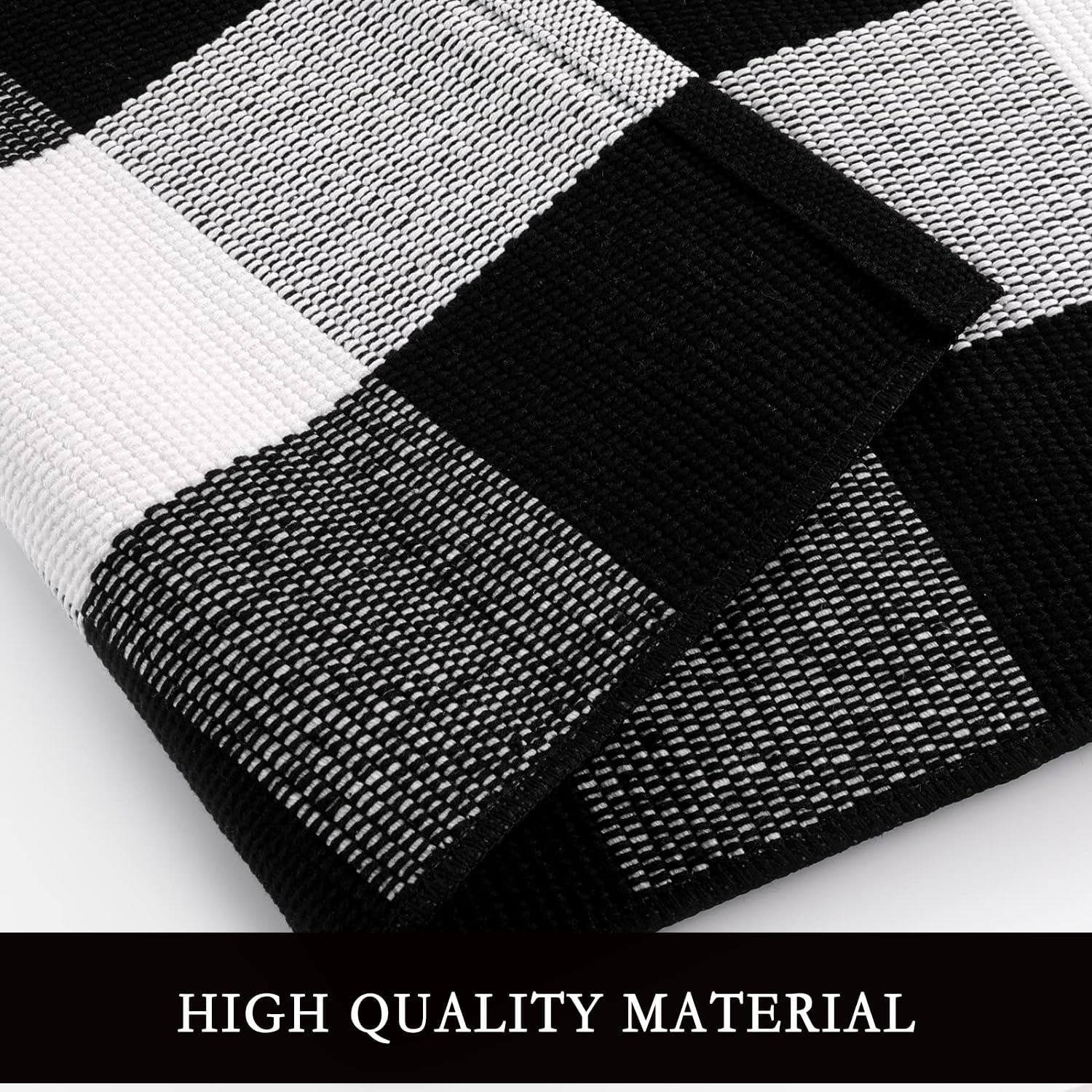 Black and White Buffalo Plaid 3x5 Rug Front Door Mat