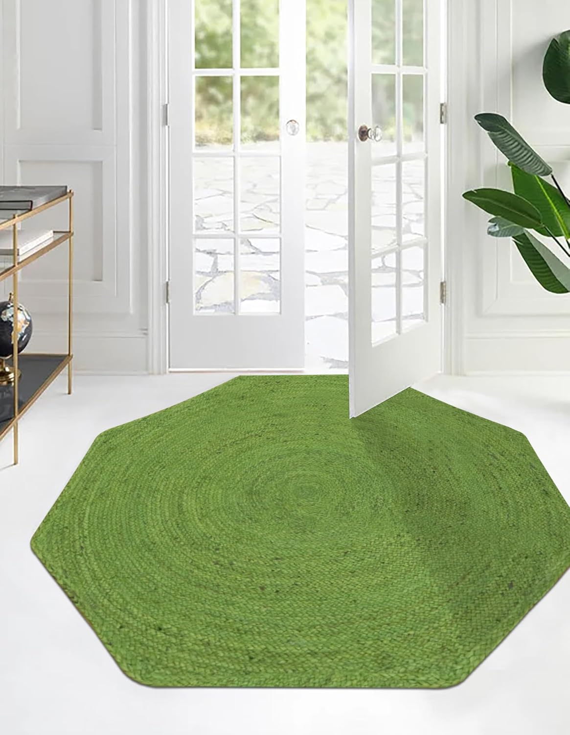 CASAVANI Decorative Kilim Octagon Area Rug Green