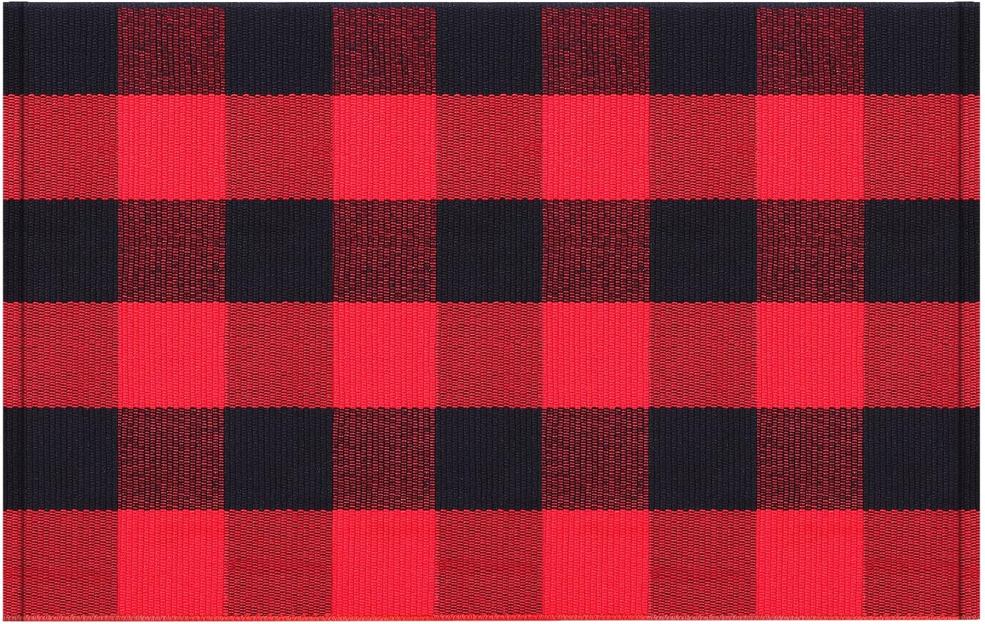 Mudder Buffalo Plaid Rug 354 x 236 Inches Black Red Check Doormat