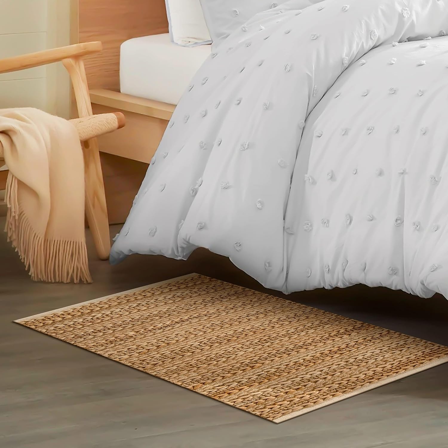 Handmade Jute Cotton Rug 2x3 Ft Reversible Farmhouse Decor