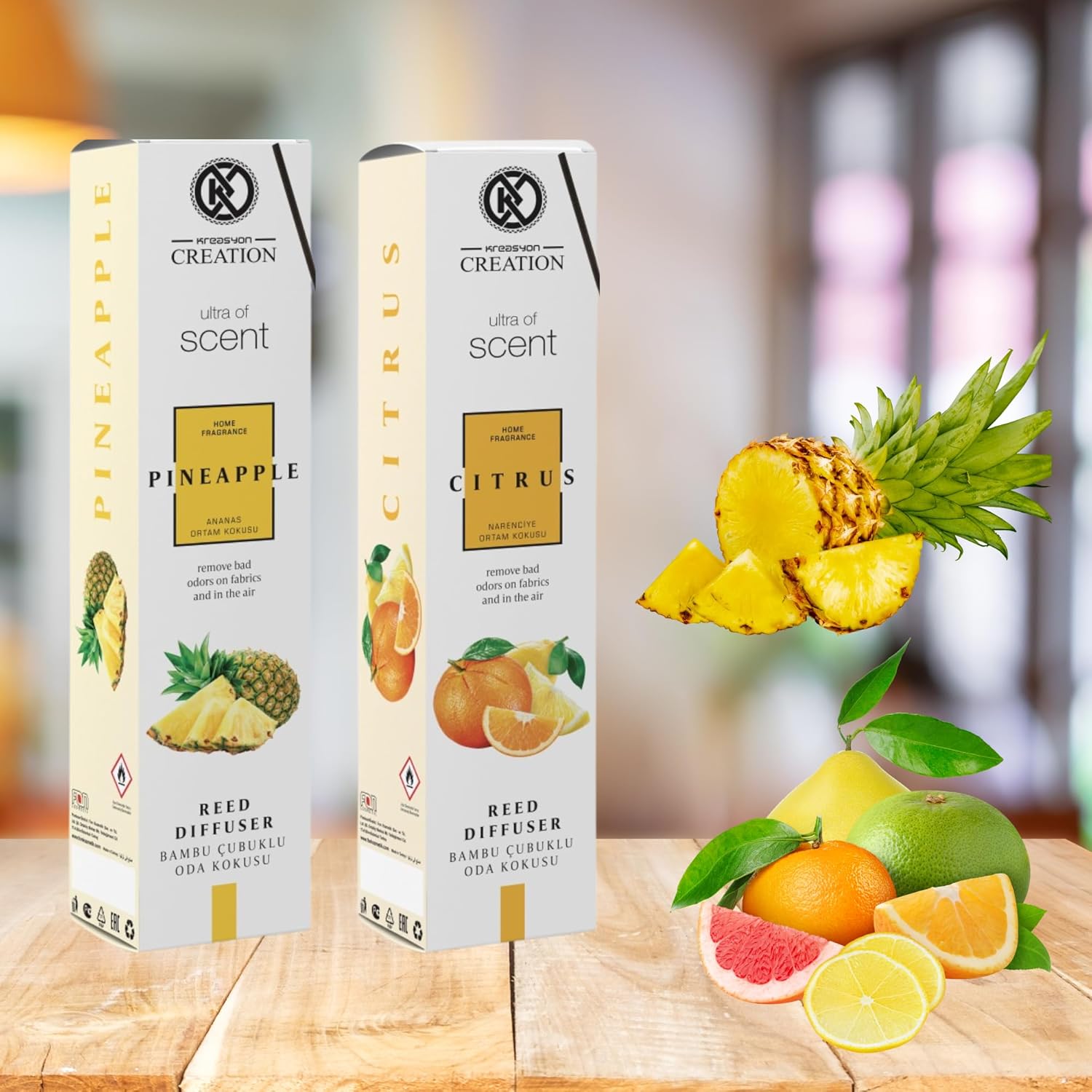 Room Freshener Set - Pineapple Citrus Aromatherapy Diffuser 115 ml