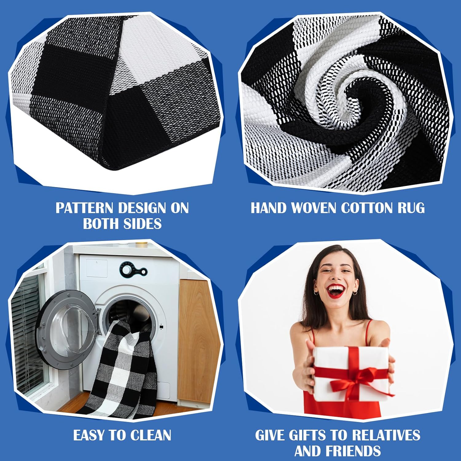 Geelin 2 Pcs Front Door Mats Buffalo Checkered Rug for Indoor Outdoor Entrance Decor