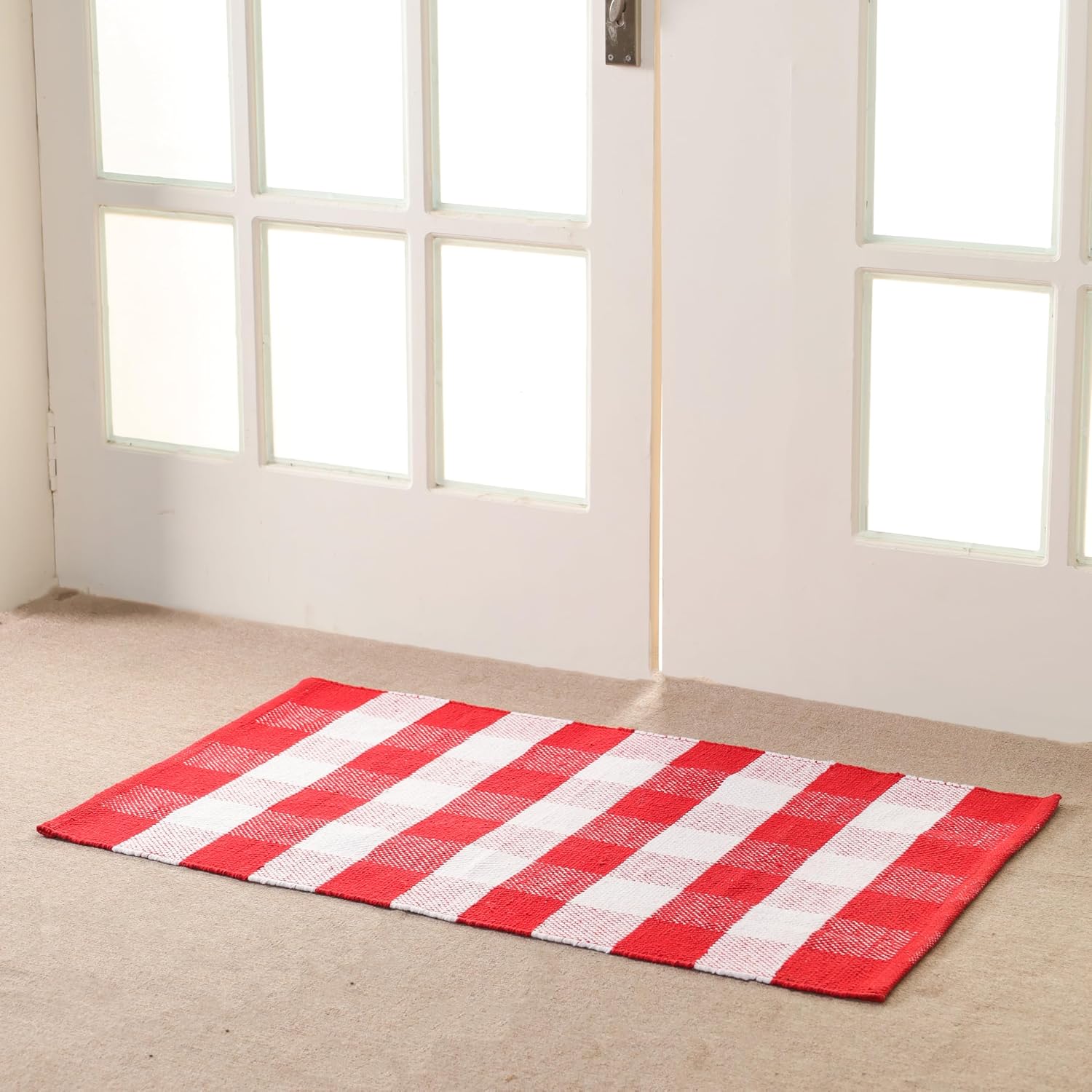 HOMEMONDE Red and White Buffalo Plaid Rug 275 x 43
