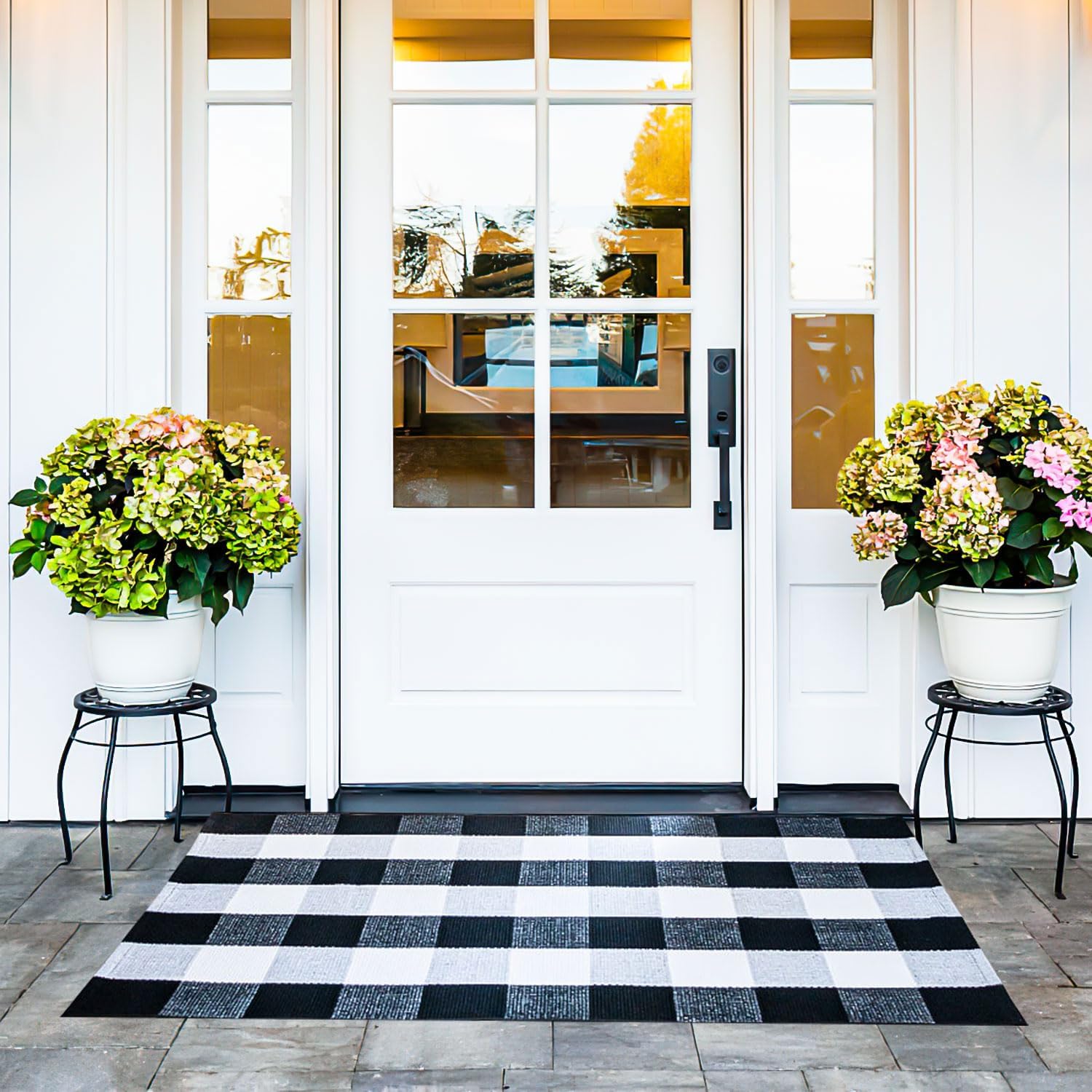 Cotton Buffalo Plaid Rug 275x43 Black White Checkered