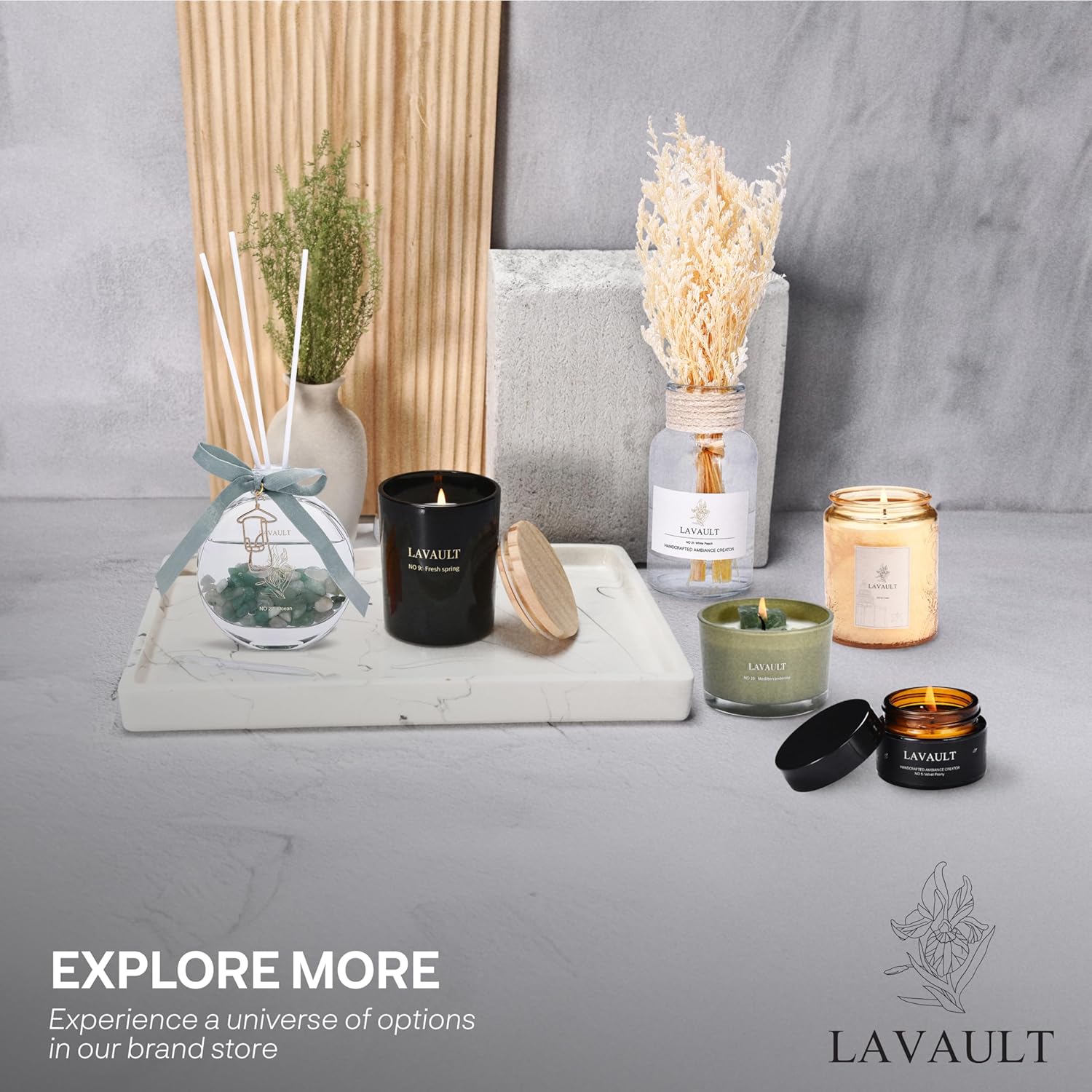 Ocean Aroma Reed Diffuser Set with Green Stones