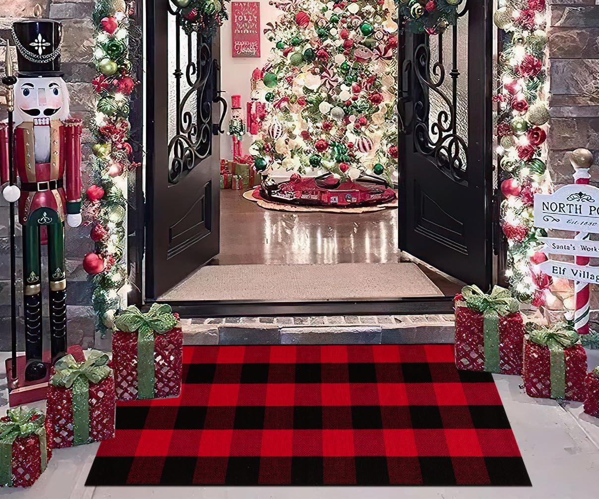 Christmas Buffalo Plaid Outdoor Rug 2x43